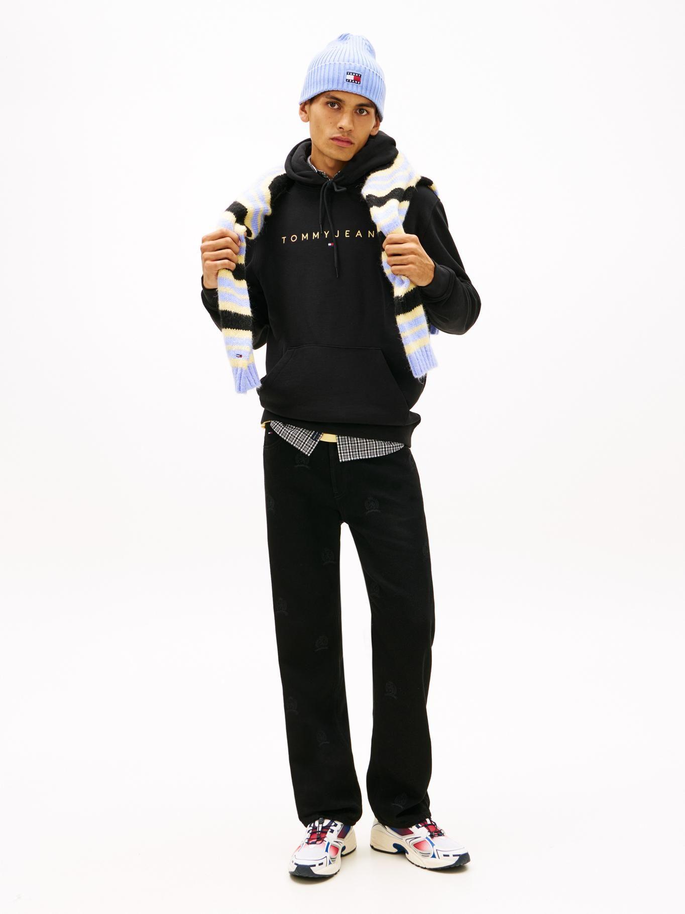 Polerón Hoodie Con Logo Bordado Tommy Jeans Negro-1