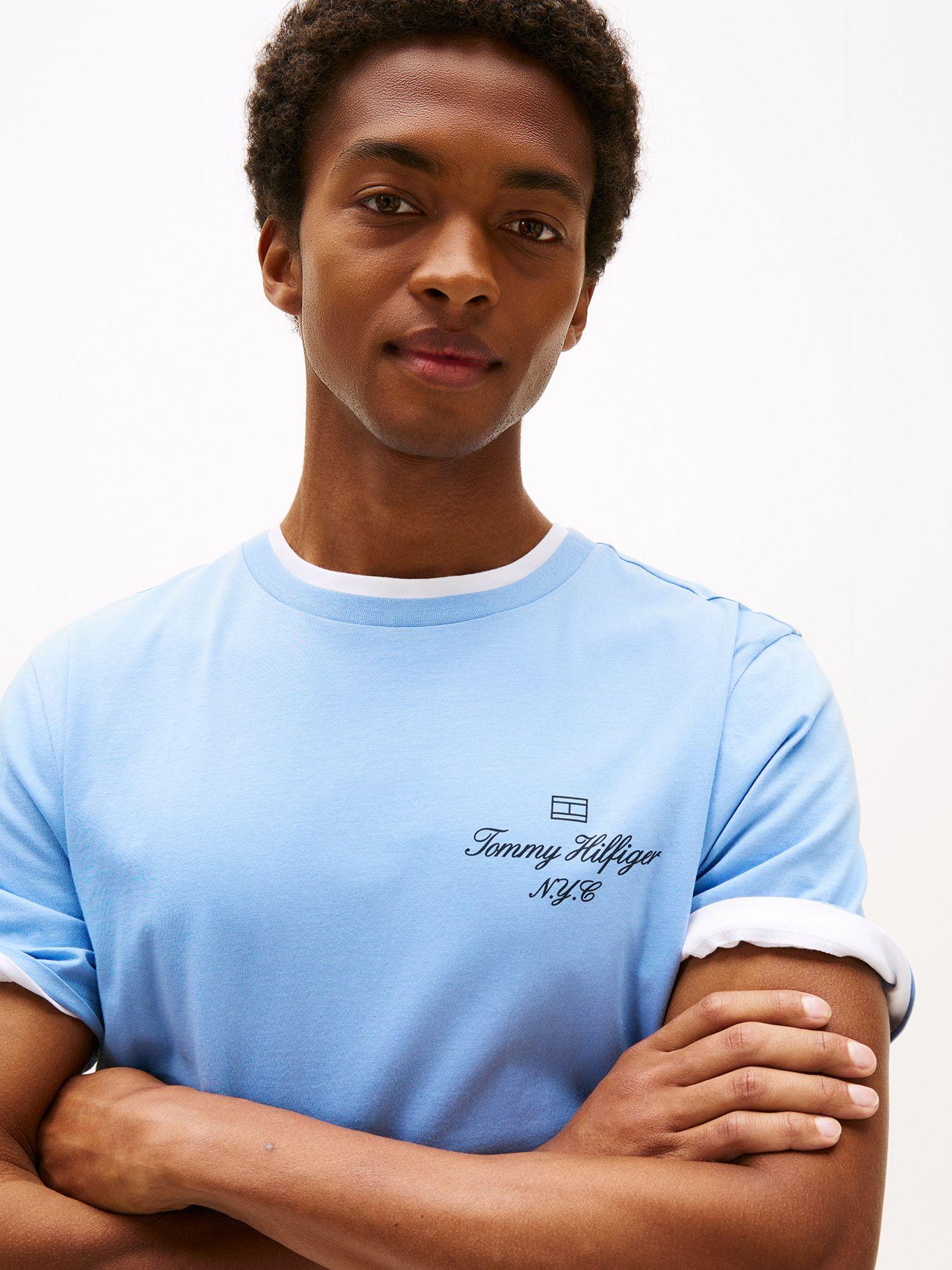 Polera Con Logo Flag Nyc Celeste C14 Tommy Hilfiger-3