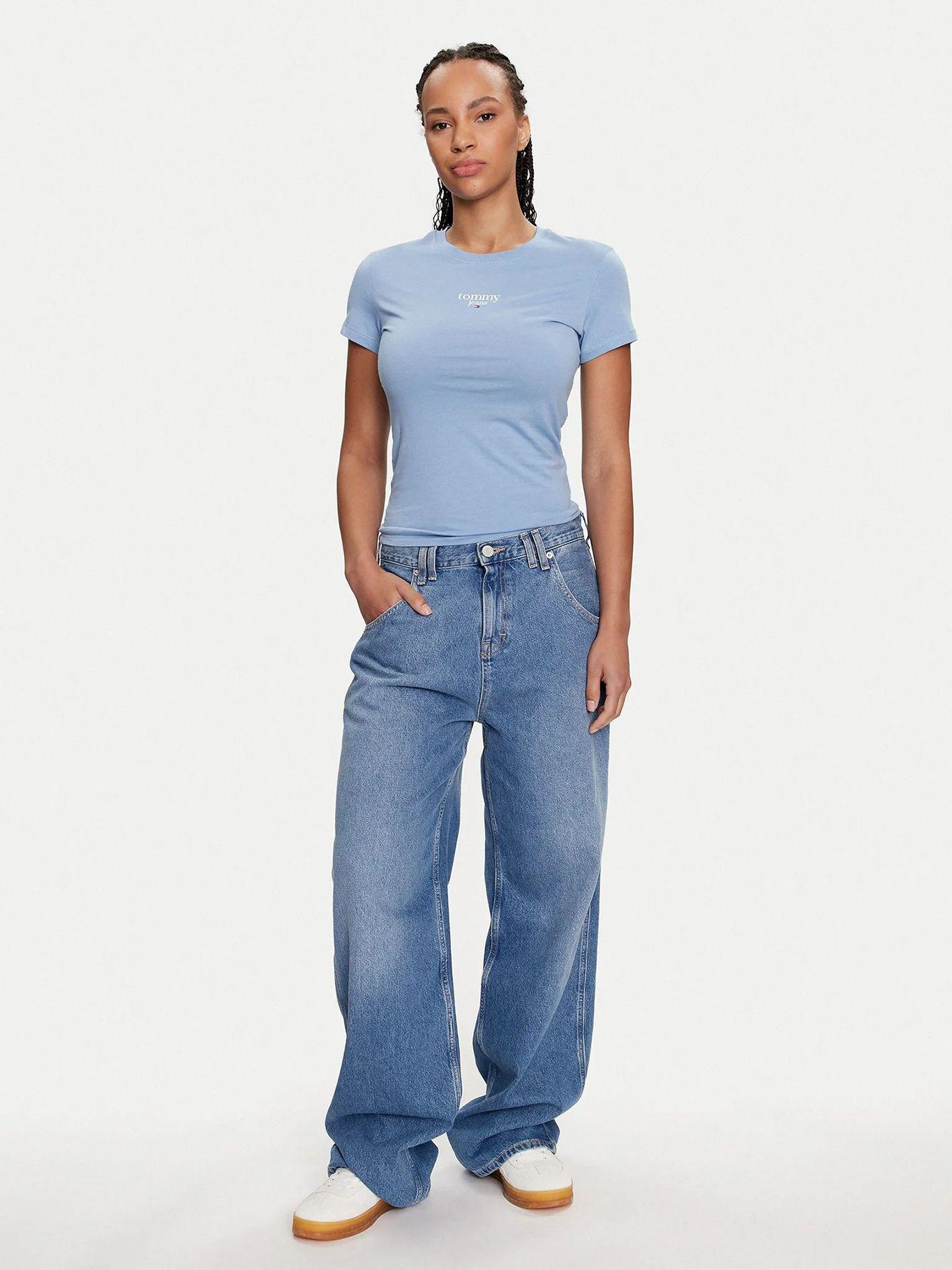 Polera Essential Slim Fit Con Logo Celeste Tommy Jeans-1