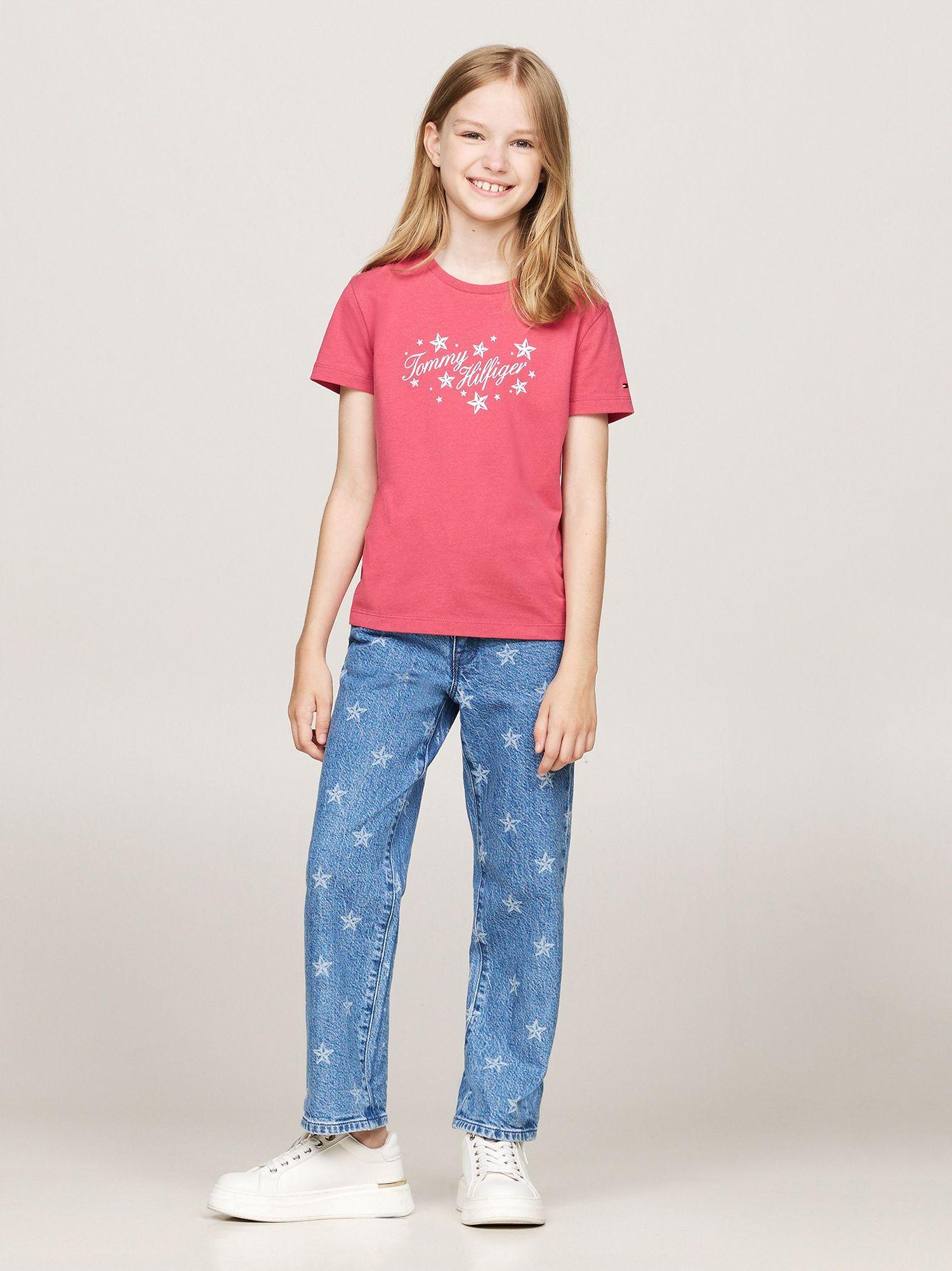 Polera De Niña Con Logo Script Rosado Tommy Hilfiger-1