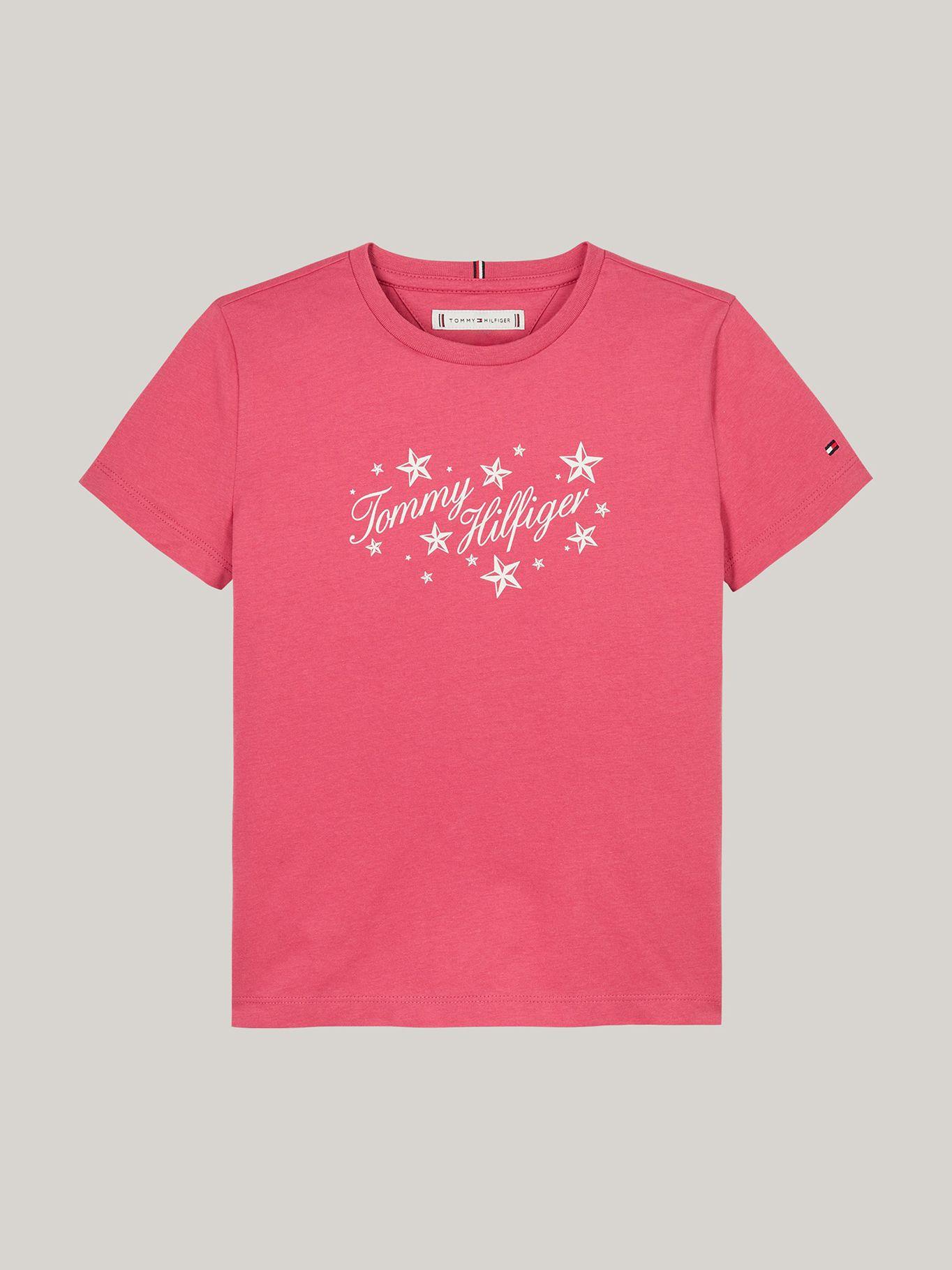 Polera De Niña Con Logo Script Rosado Tommy Hilfiger-4