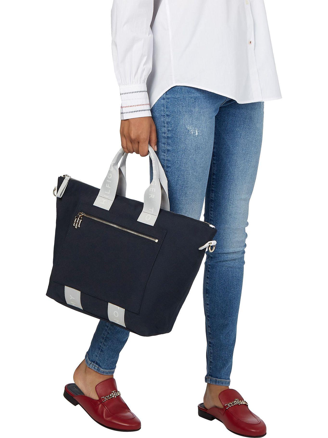 Bolso Tote Con Cinta Distintiva Azul Tommy Hilfiger-3