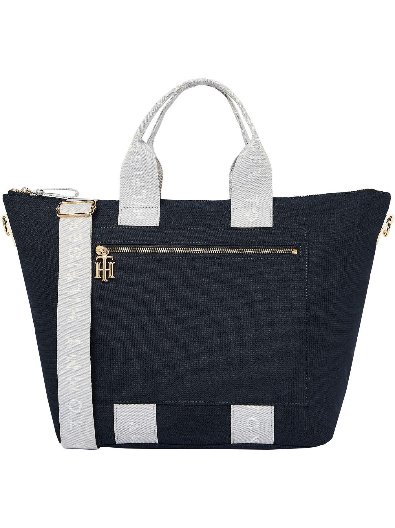 Bolso Tote Con Cinta Distintiva Azul Tommy Hilfiger-0