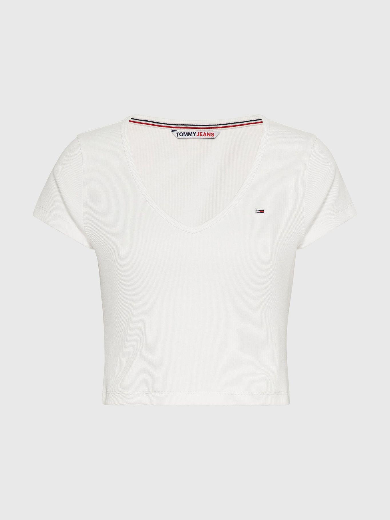 Polera Essential Crop V-Neck Blanco Tommy Jeans-4