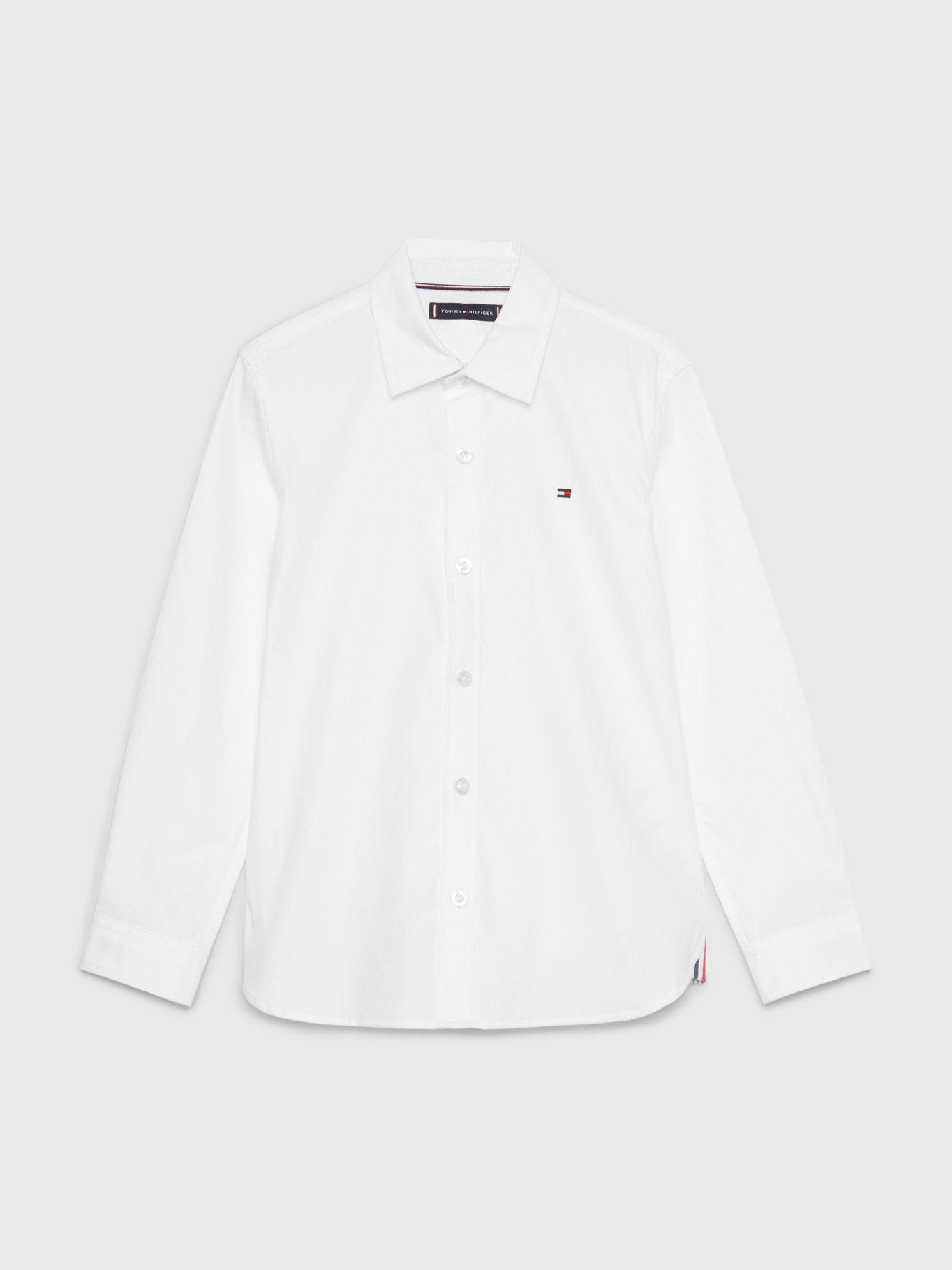 CAMISA DOBBY DE ALGODÓN LOGO BLANCO TOMMY HILFIGER-0