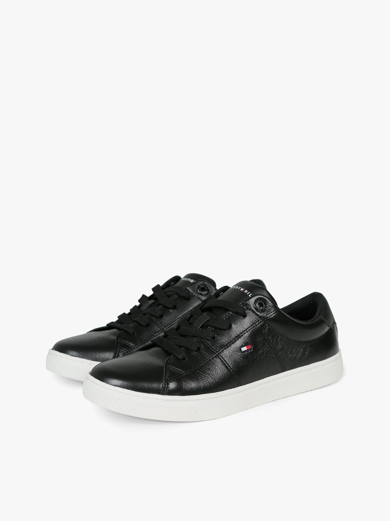 Zapatillas De Tenis En Cuero Negro Tommy Hilfiger-0