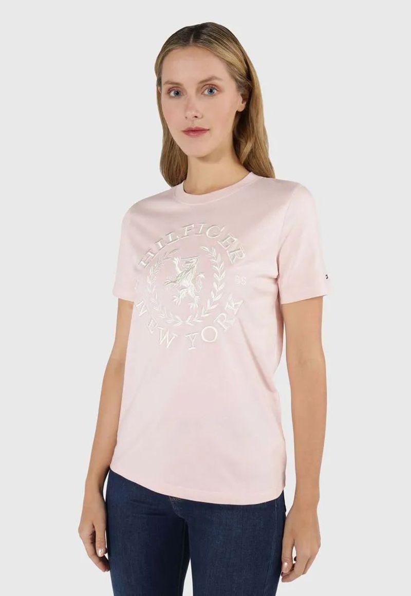 POLERA REGULAR FIT LOGO CREST ROSADO TOMMY HILFIGER-0