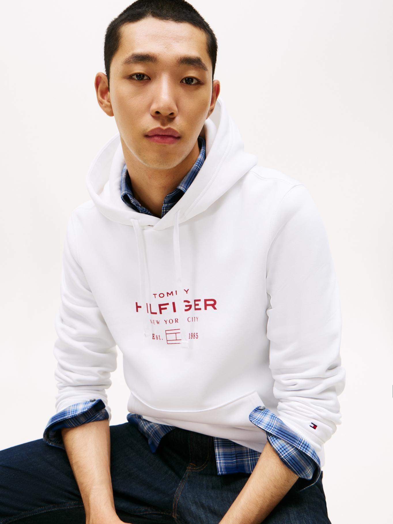 Polerón Hoodie Oval Logo Gráfico Blanco Tommy Hilfiger-3