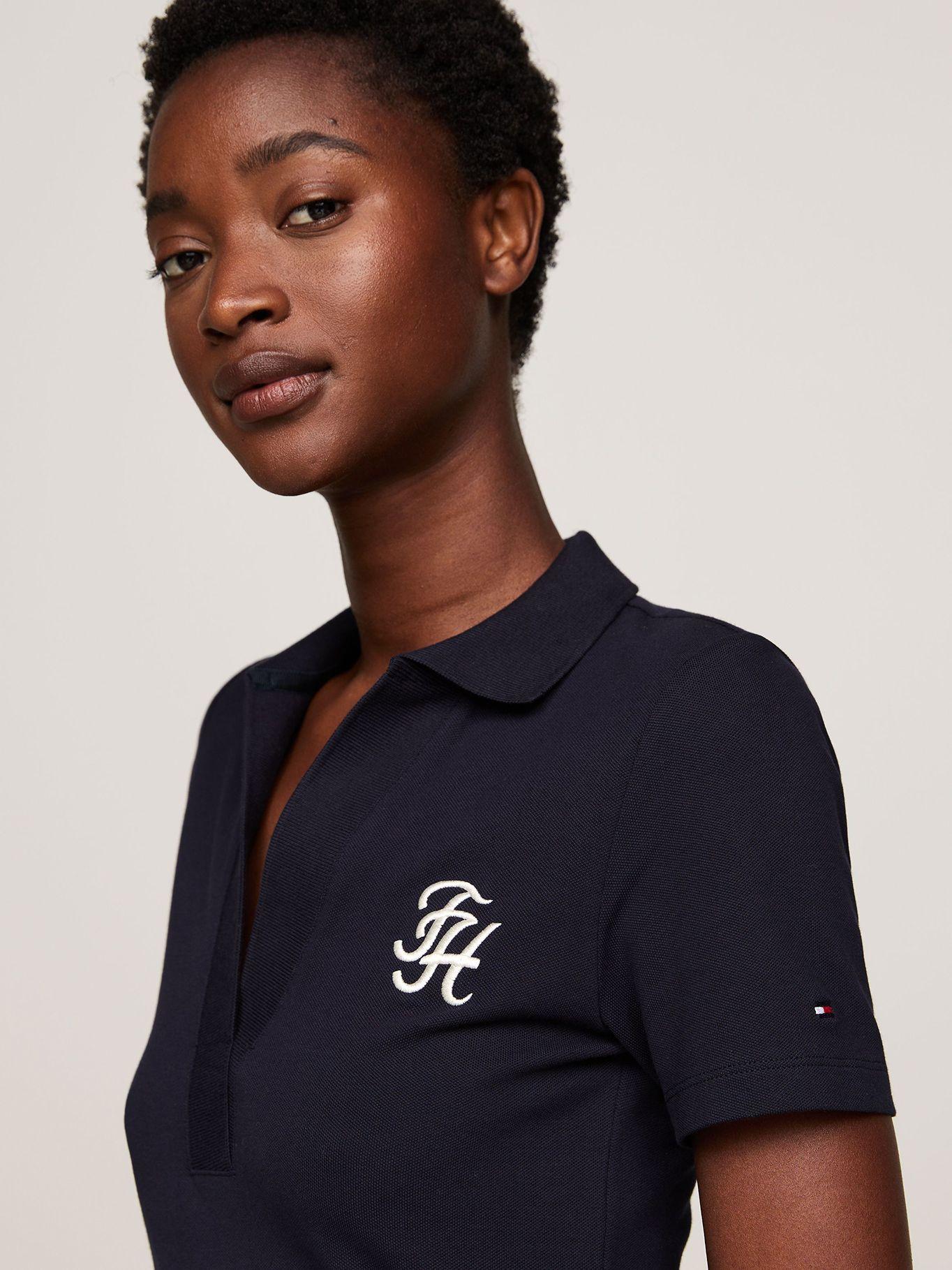 Vestido Polo Con Logo Script Azul Tommy Hilfiger-3