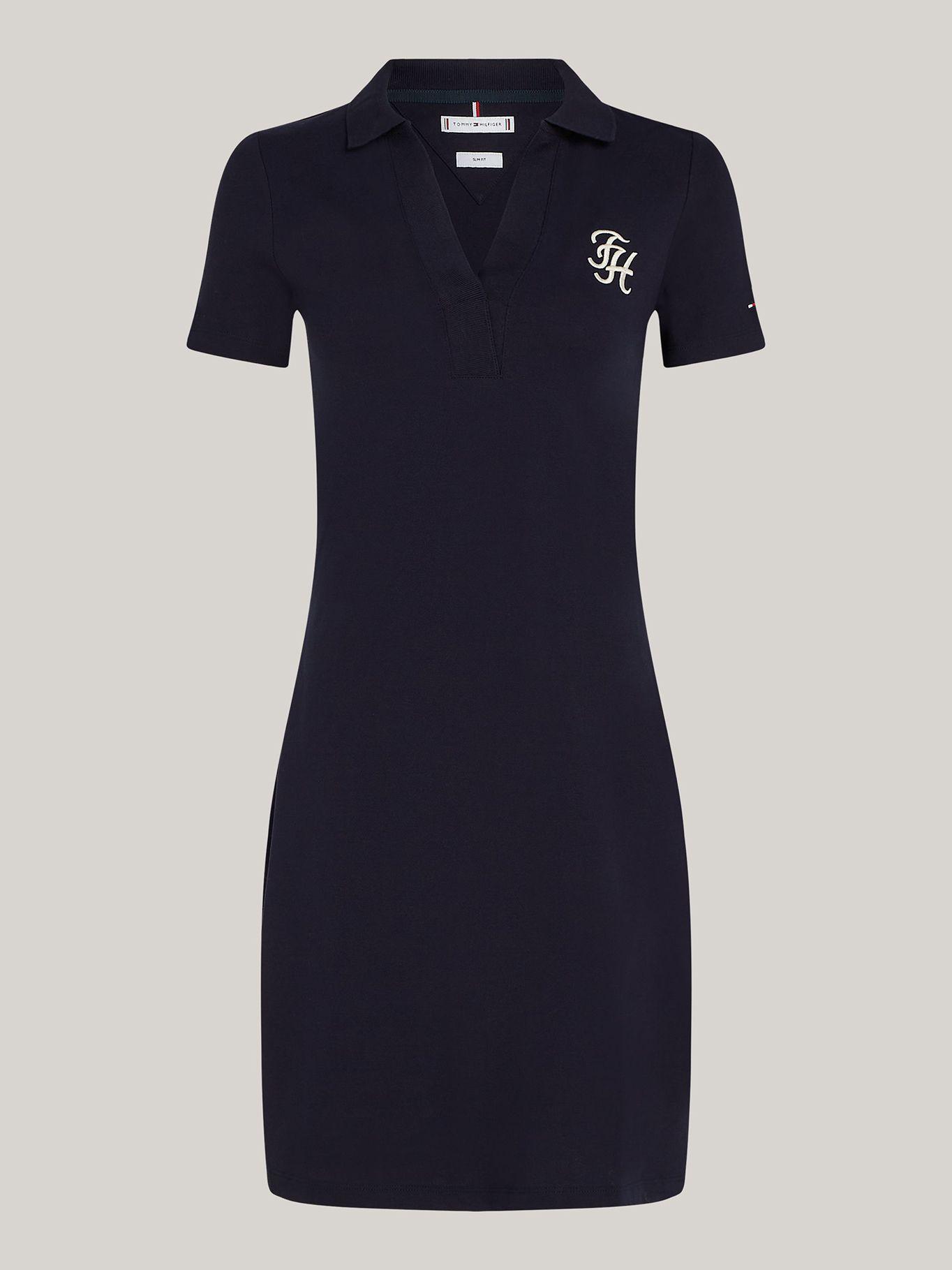 Vestido Polo Con Logo Script Azul Tommy Hilfiger-4