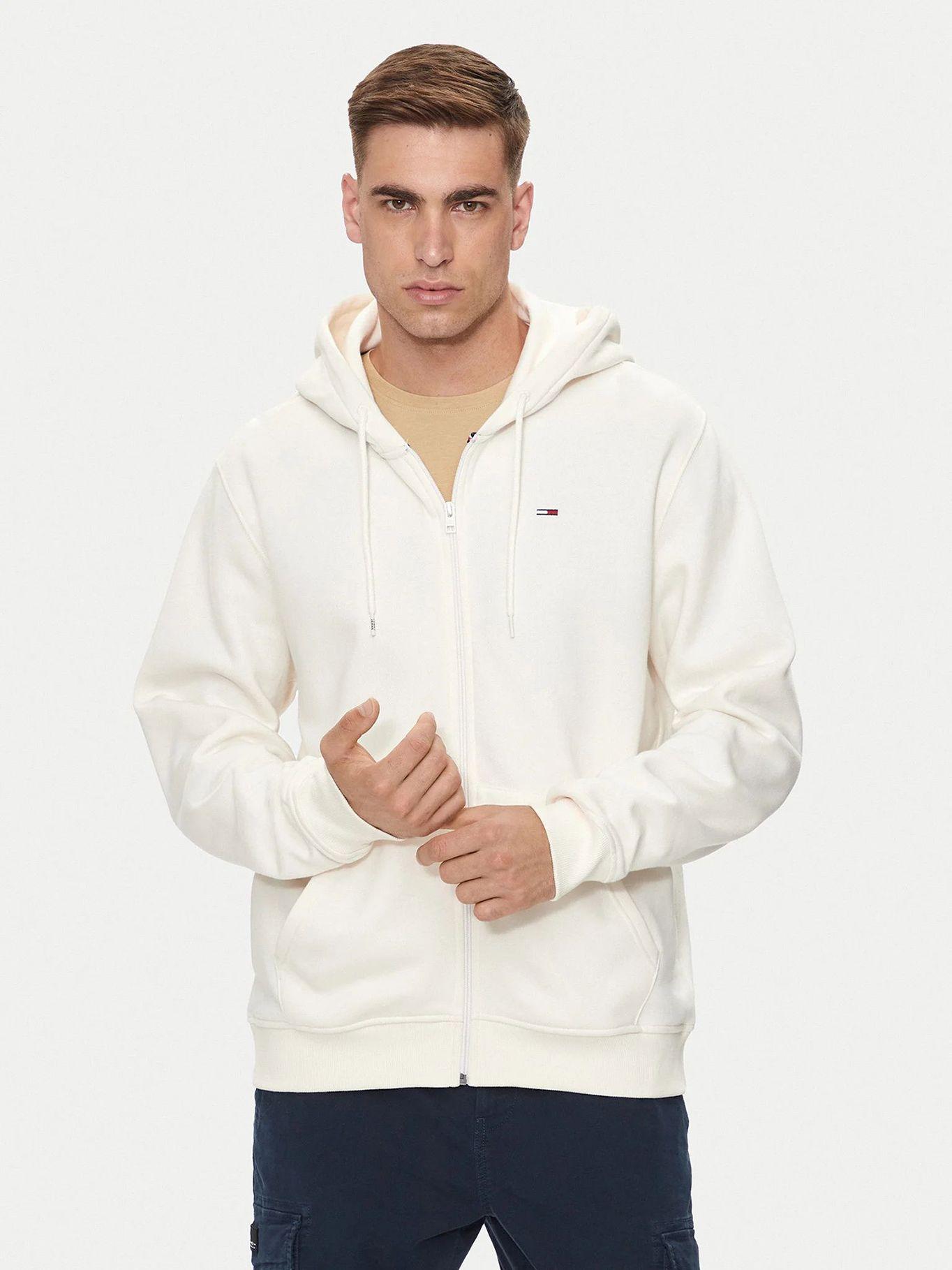 Polerón Con Gorro Y Con Cierre Blanco Tommy Jeans-0