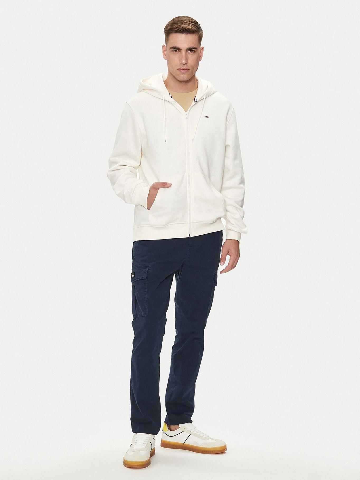 Polerón Con Gorro Y Con Cierre Blanco Tommy Jeans-1