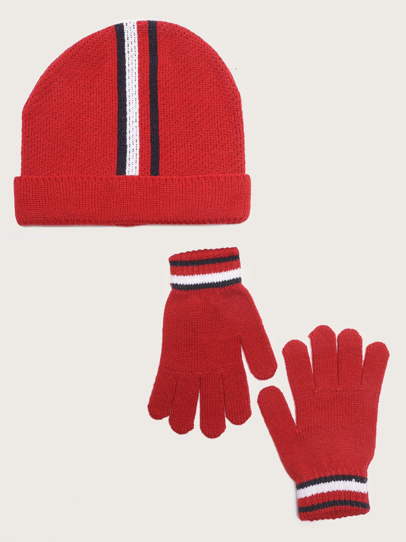 Set De Gorro Y Guantes Stripe Rojo Tommy Hilfiger-0