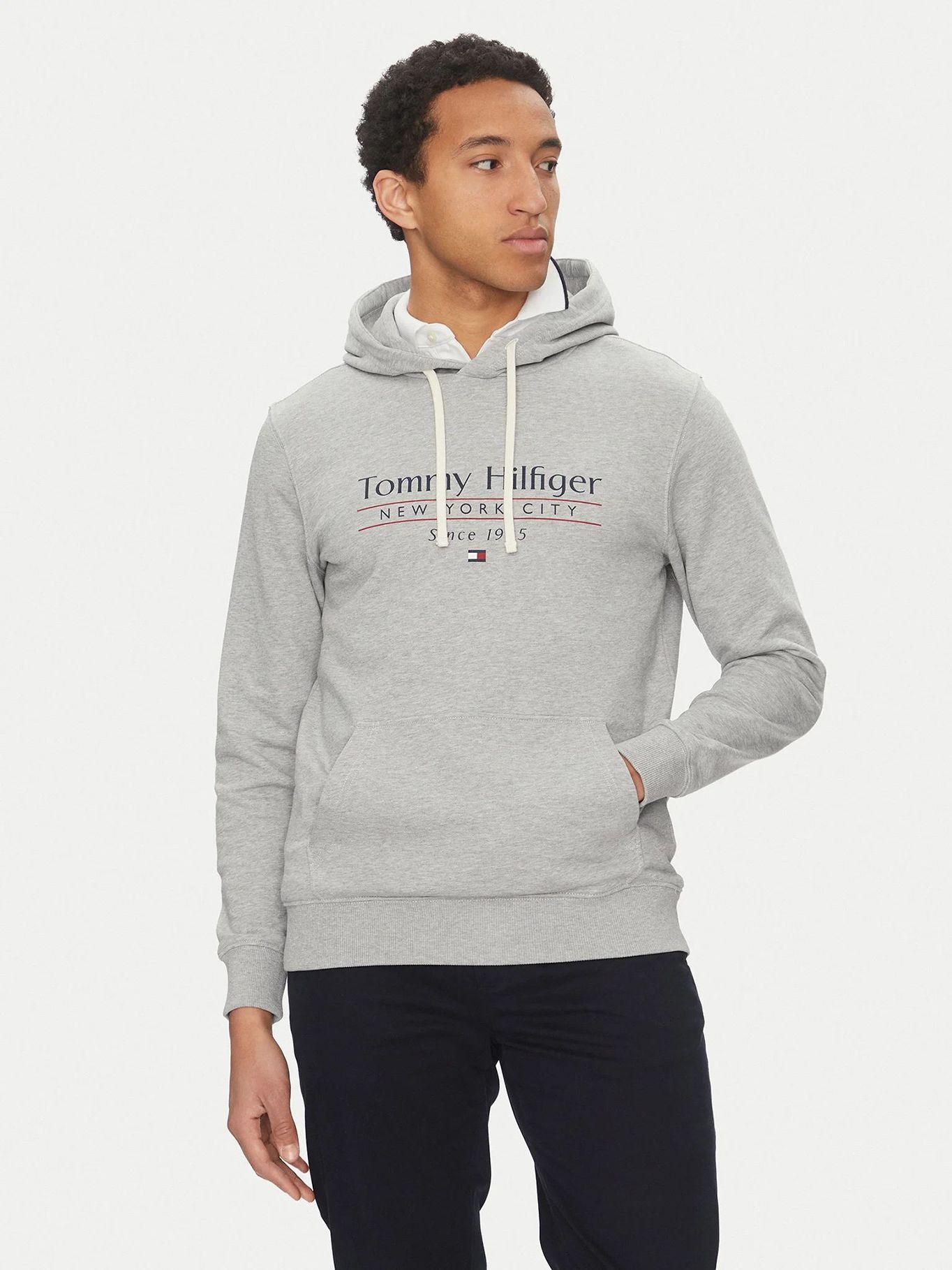 Polerón Hoodie Center Stack Logo Gris Tommy Hilfiger-0