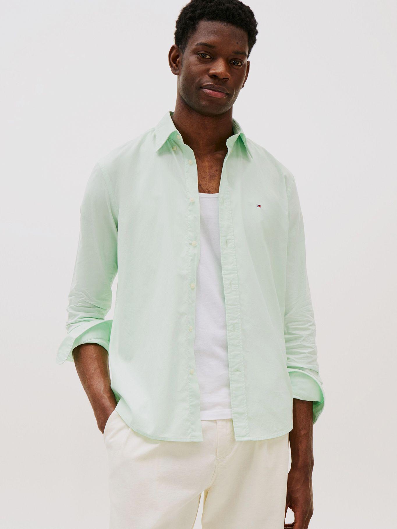 Camisa Th Flex Solid Regular Fit Verde Tommy Hilfiger-0