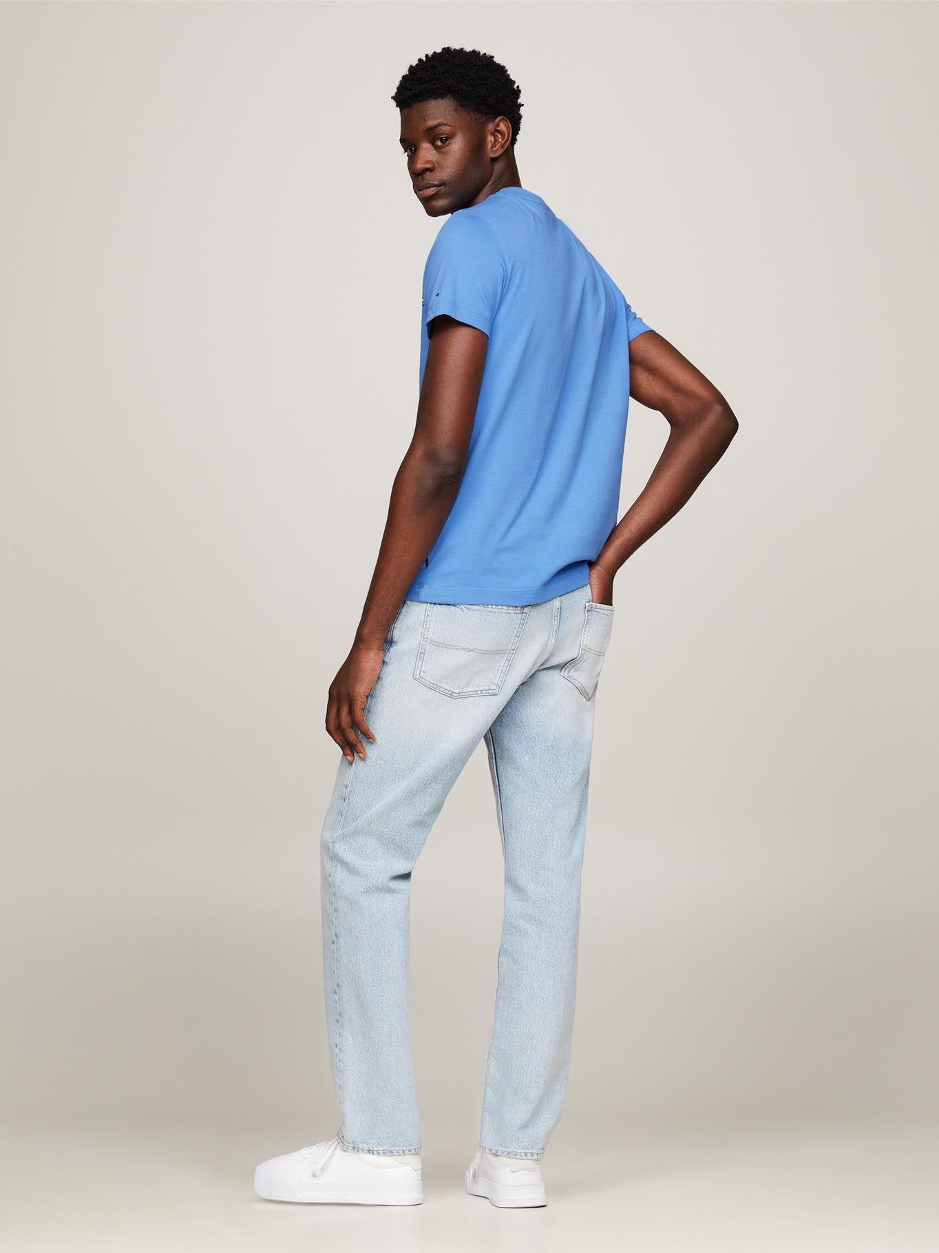 Polera Logo Stripe Slim Fit Celeste Tommy Hilfiger-2