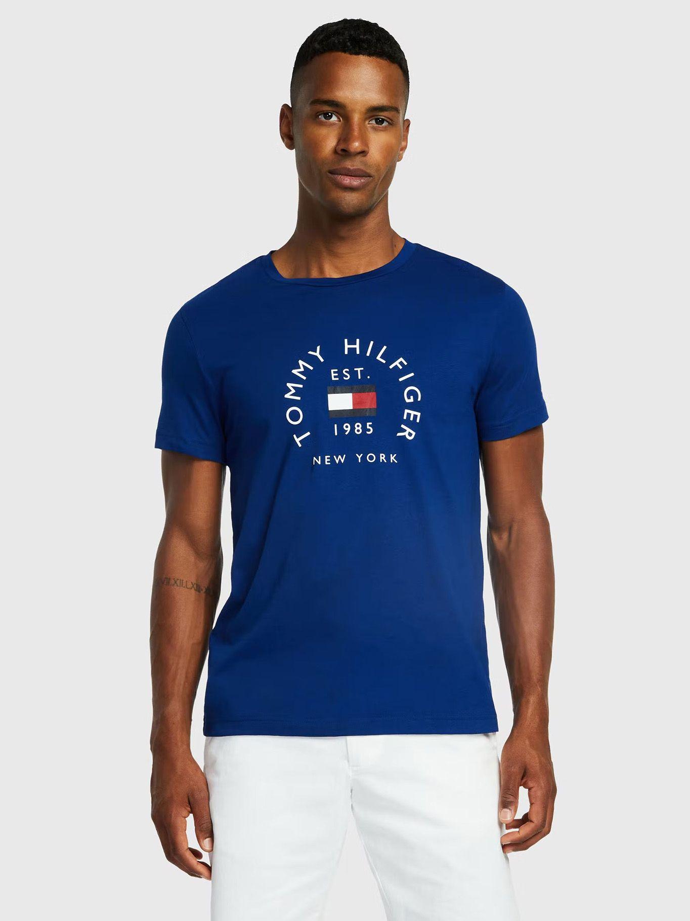 Polera Text Bar Y Logo Azul Tommy Hilfiger-0