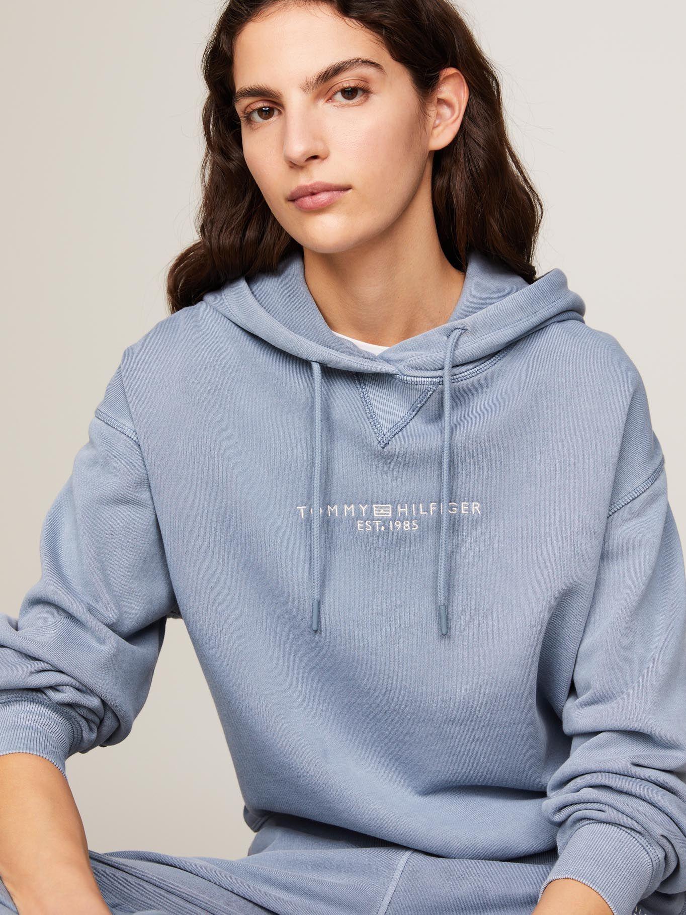 Polerón Hoodie Logo Bordado Celeste Tommy Hilfiger-3