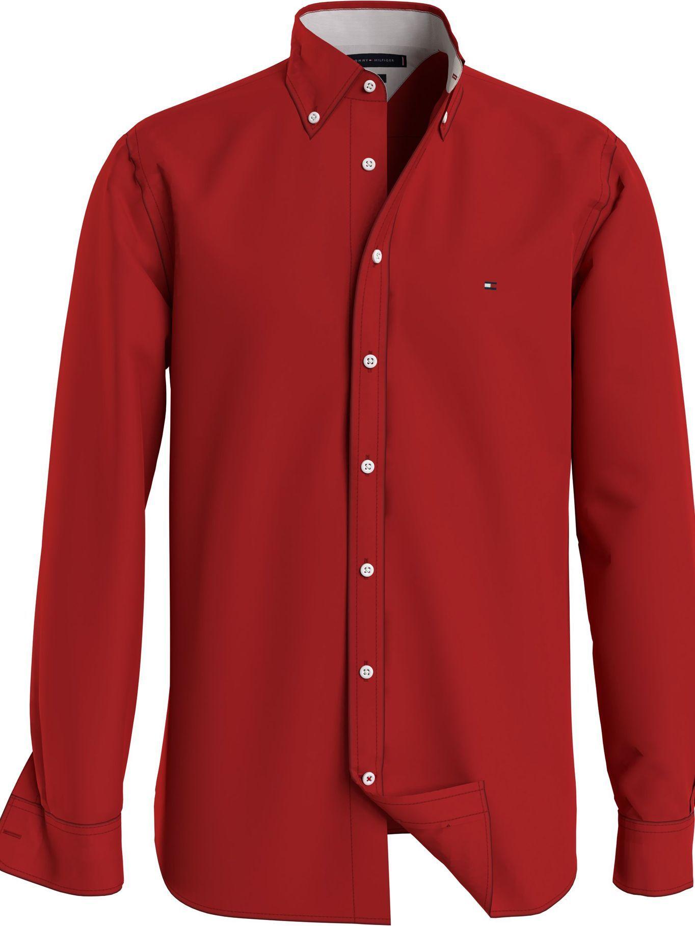 Camisa Classic Flex Poplin Rojo Tommy Hilfiger-0