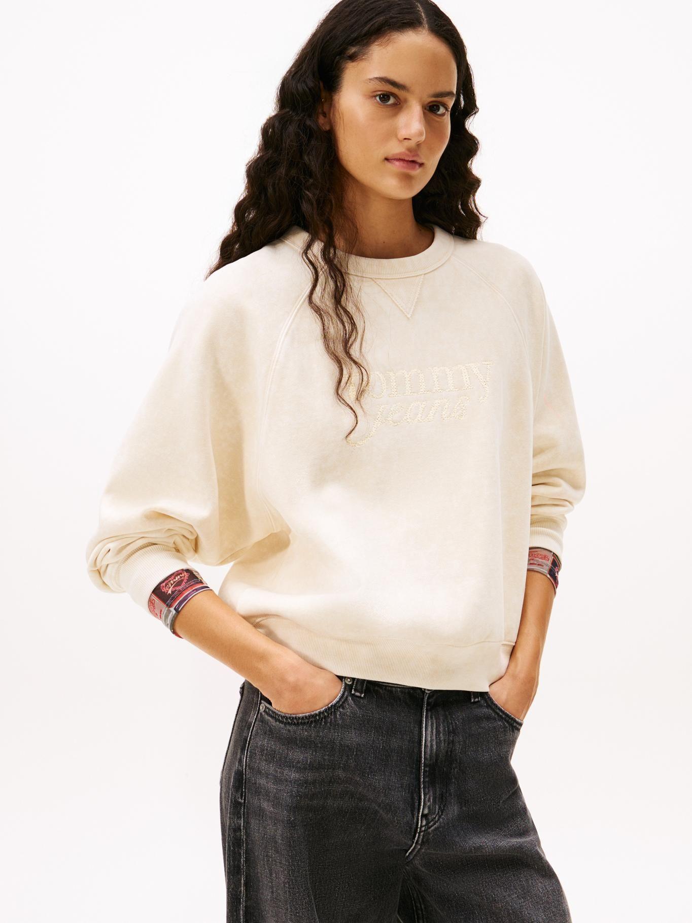Polerón Raglan Con Logo Script Blanco Tommy Jeans-0