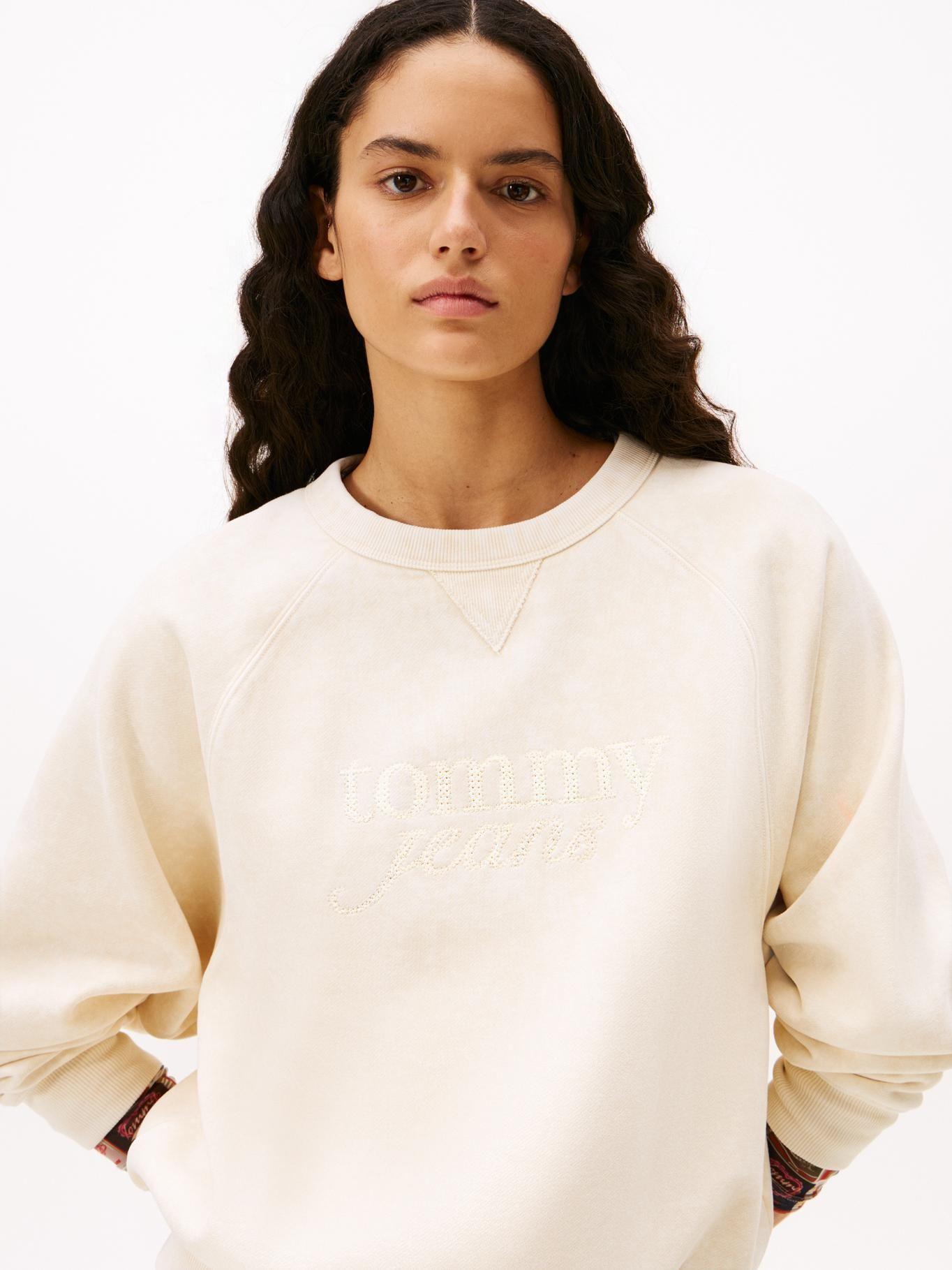 Polerón Raglan Con Logo Script Blanco Tommy Jeans-3