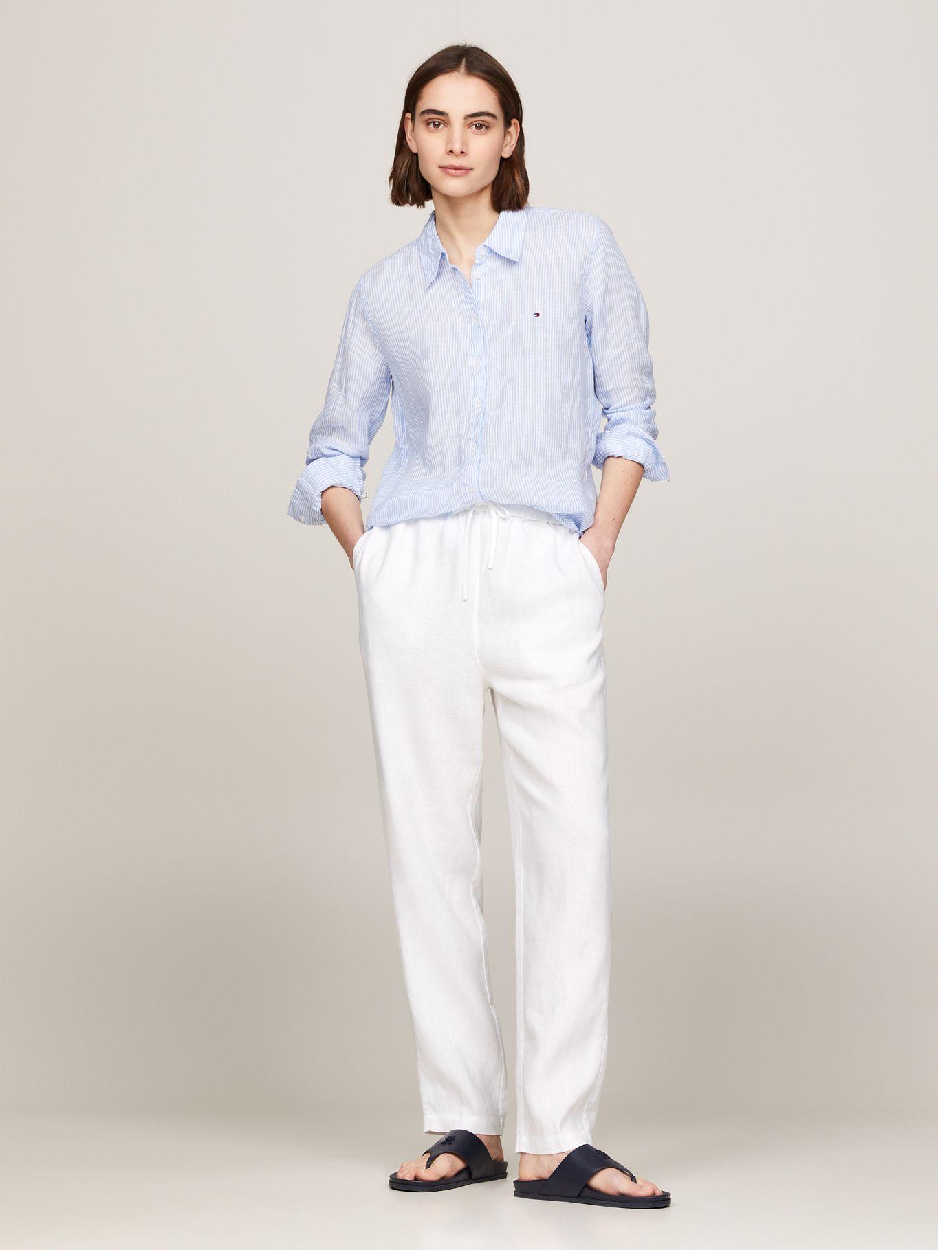 Pantalón Casual Cónico Con Cordón Blanco Tommy Hilfiger-0