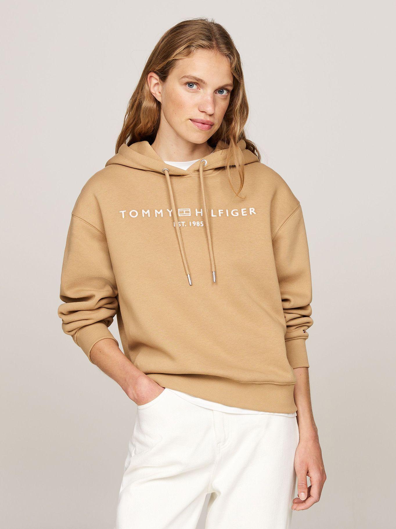 Polerón Hoodie y Logo Bordado Beige Tommy Hilfiger-0