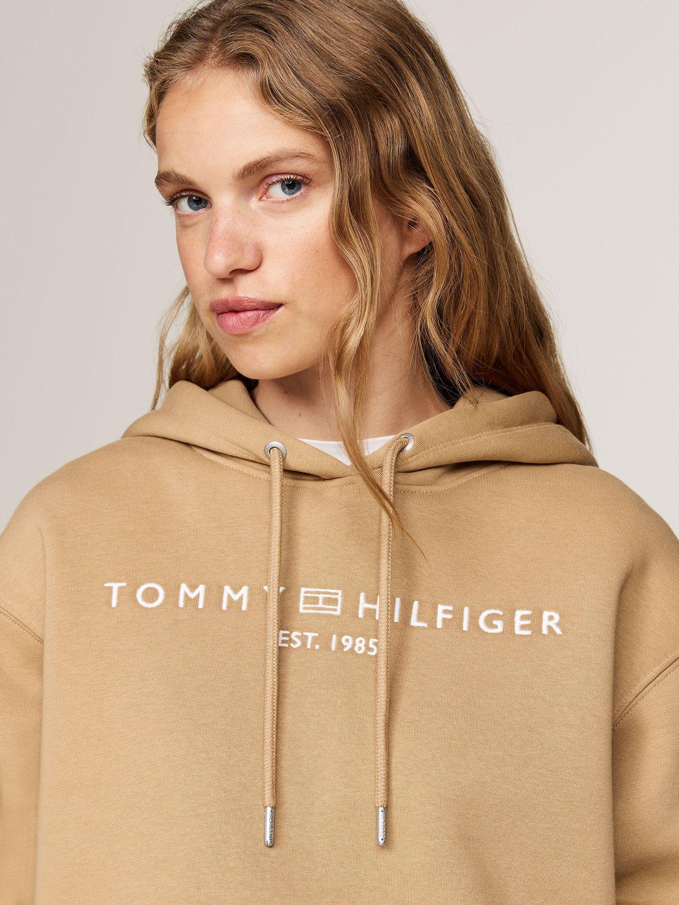 Polerón Hoodie y Logo Bordado Beige Tommy Hilfiger-3