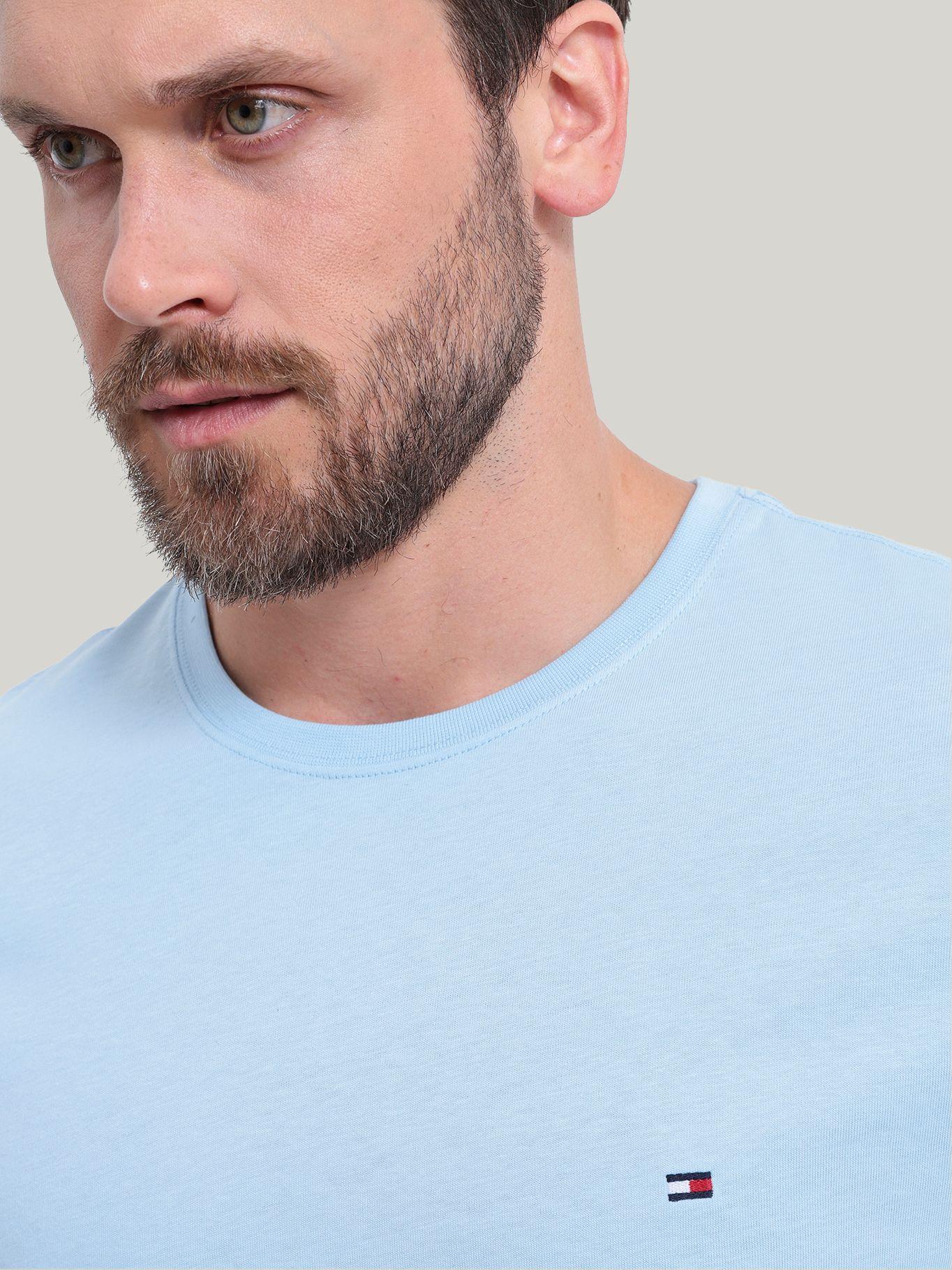 Polera Essential Cotton C-Neck Slim Fit Celeste Tommy Hilfiger-3