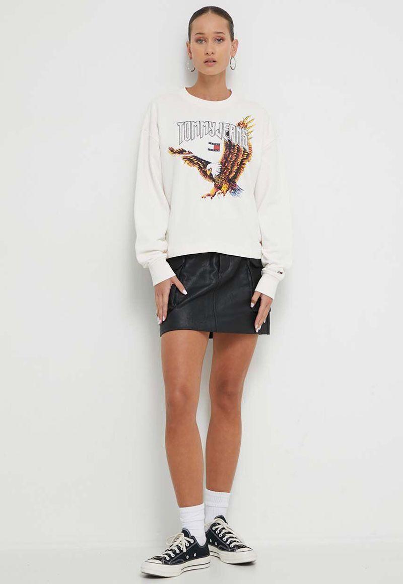 Polerón Cropped Con Print De Águila Blanco Tommy Jeans-1