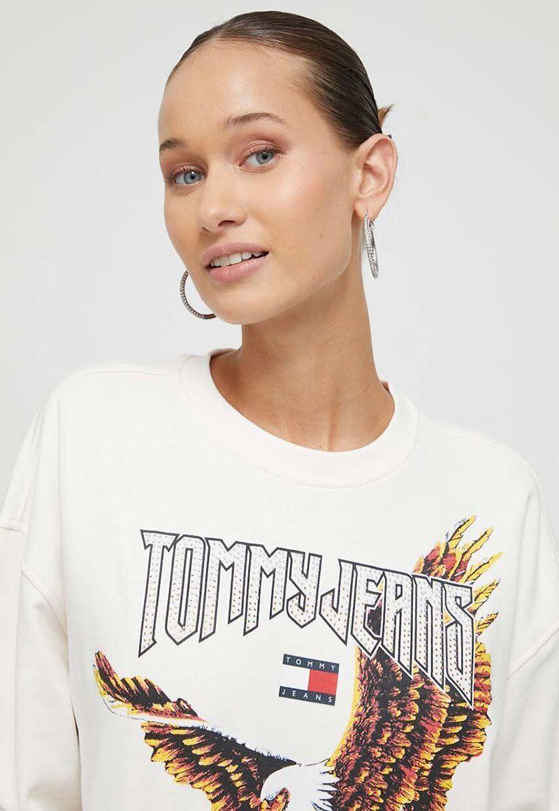 Polerón Cropped Con Print De Águila Blanco Tommy Jeans-3