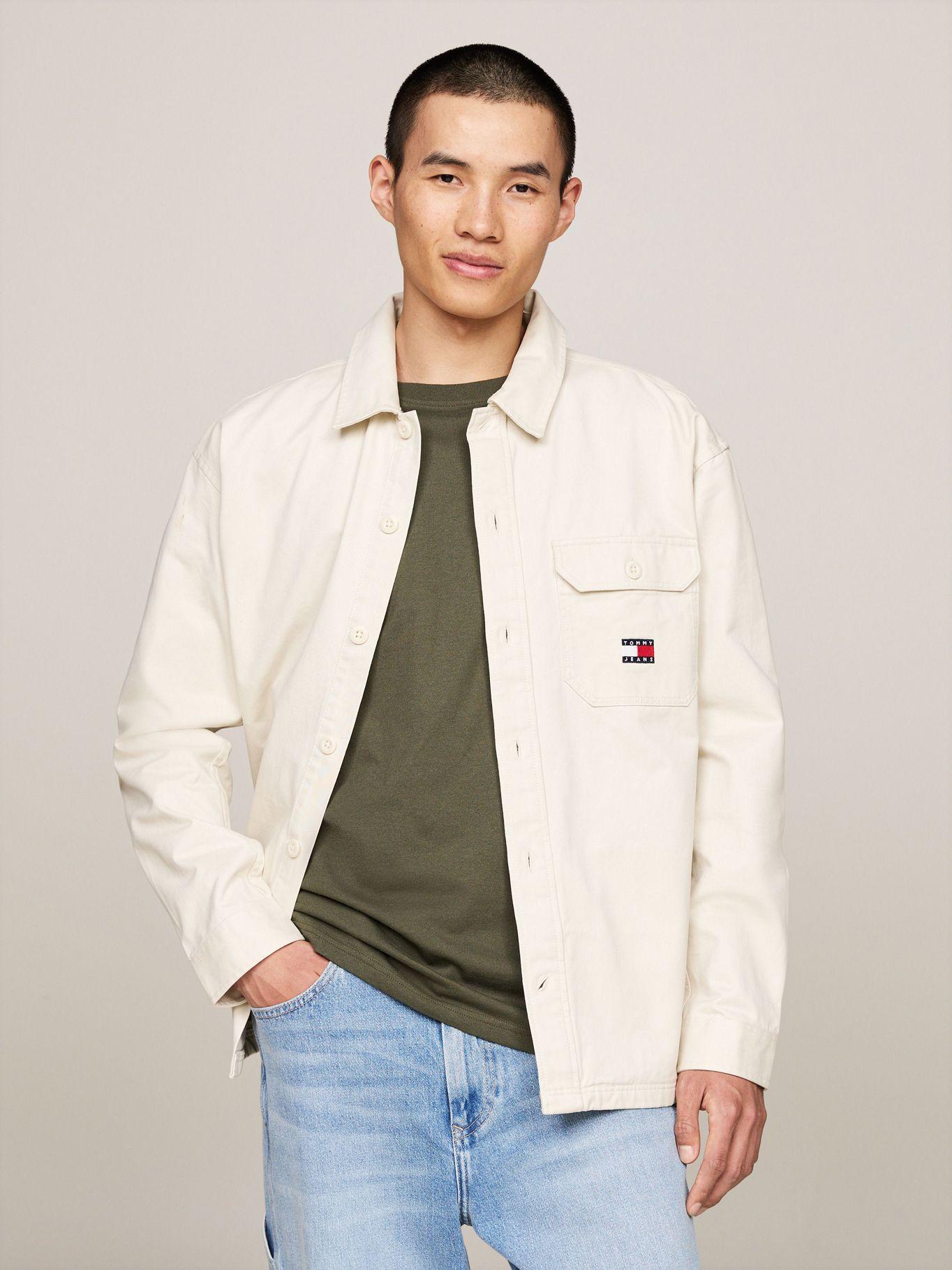 Camisa Essential Con Logo De Parche Beige Tommy Jeans-0