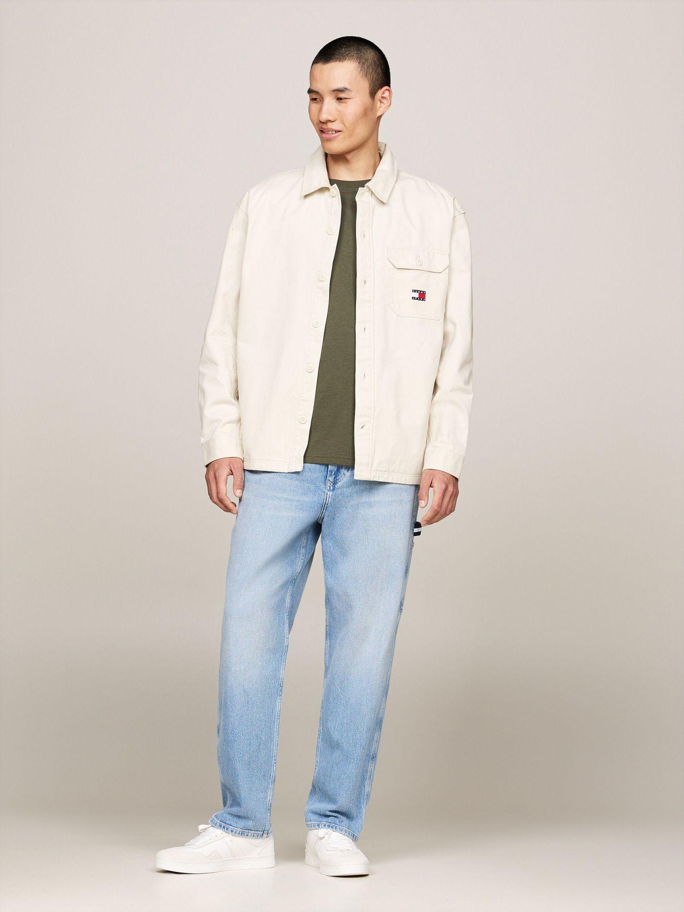 Camisa Essential Con Logo De Parche Beige Tommy Jeans-1