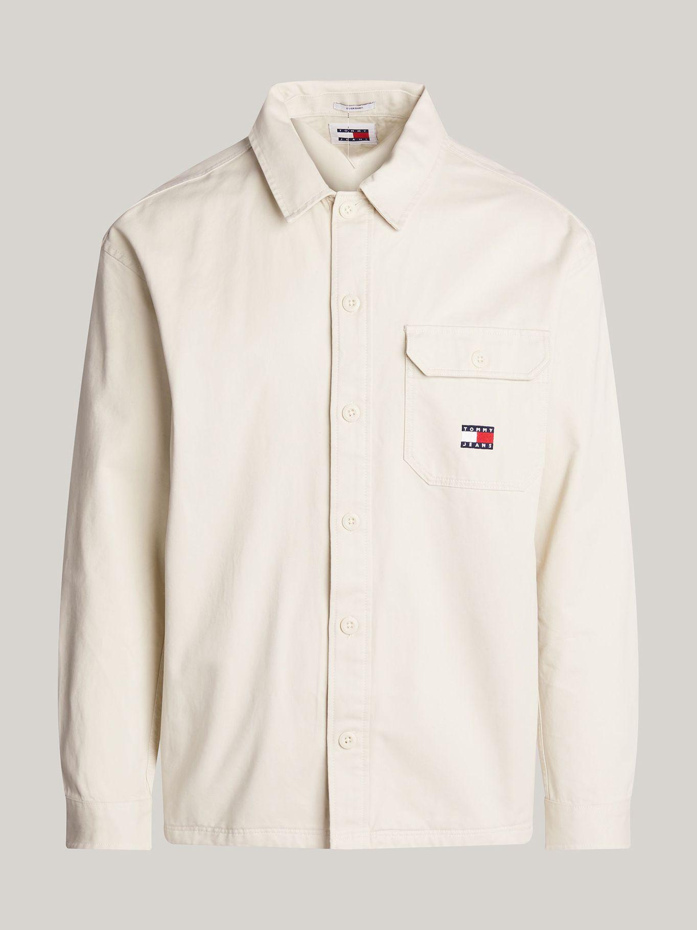 Camisa Essential Con Logo De Parche Beige Tommy Jeans-4