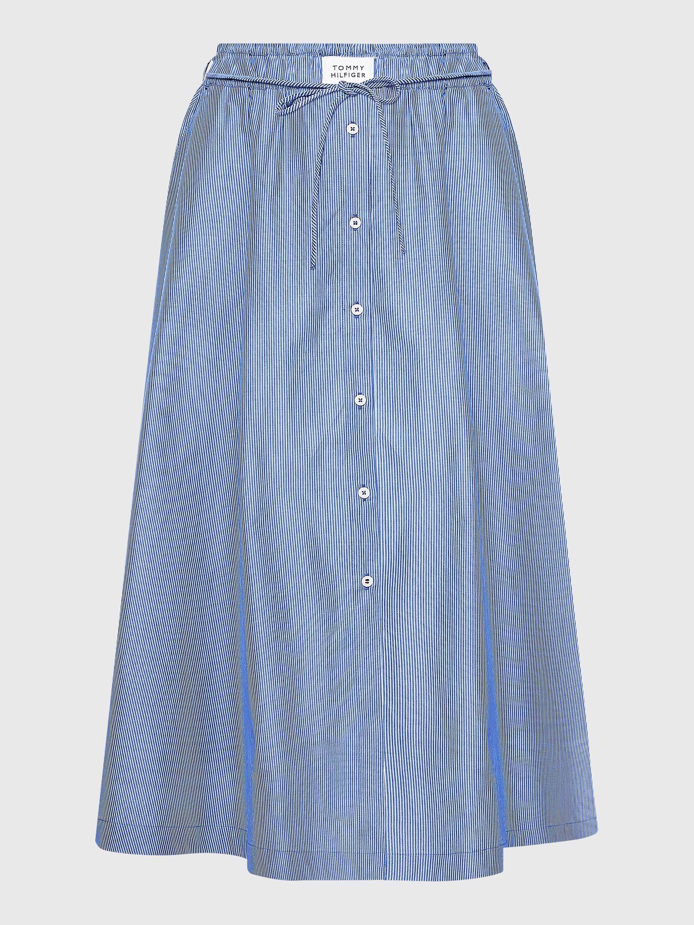 Falda Midi De Rayas Relaxed Azul Tommy Hilfiger-0