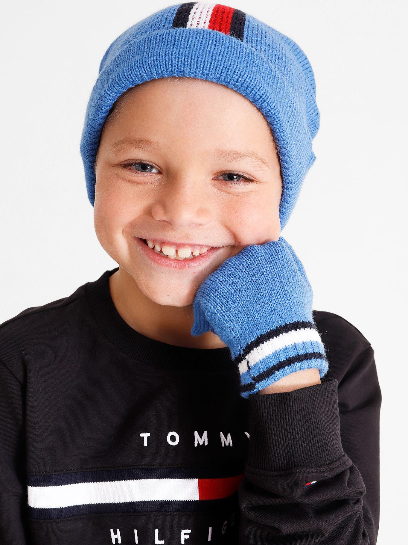 Set De Gorro Y Guantes Stripe Celeste Tommy Hilfiger-1