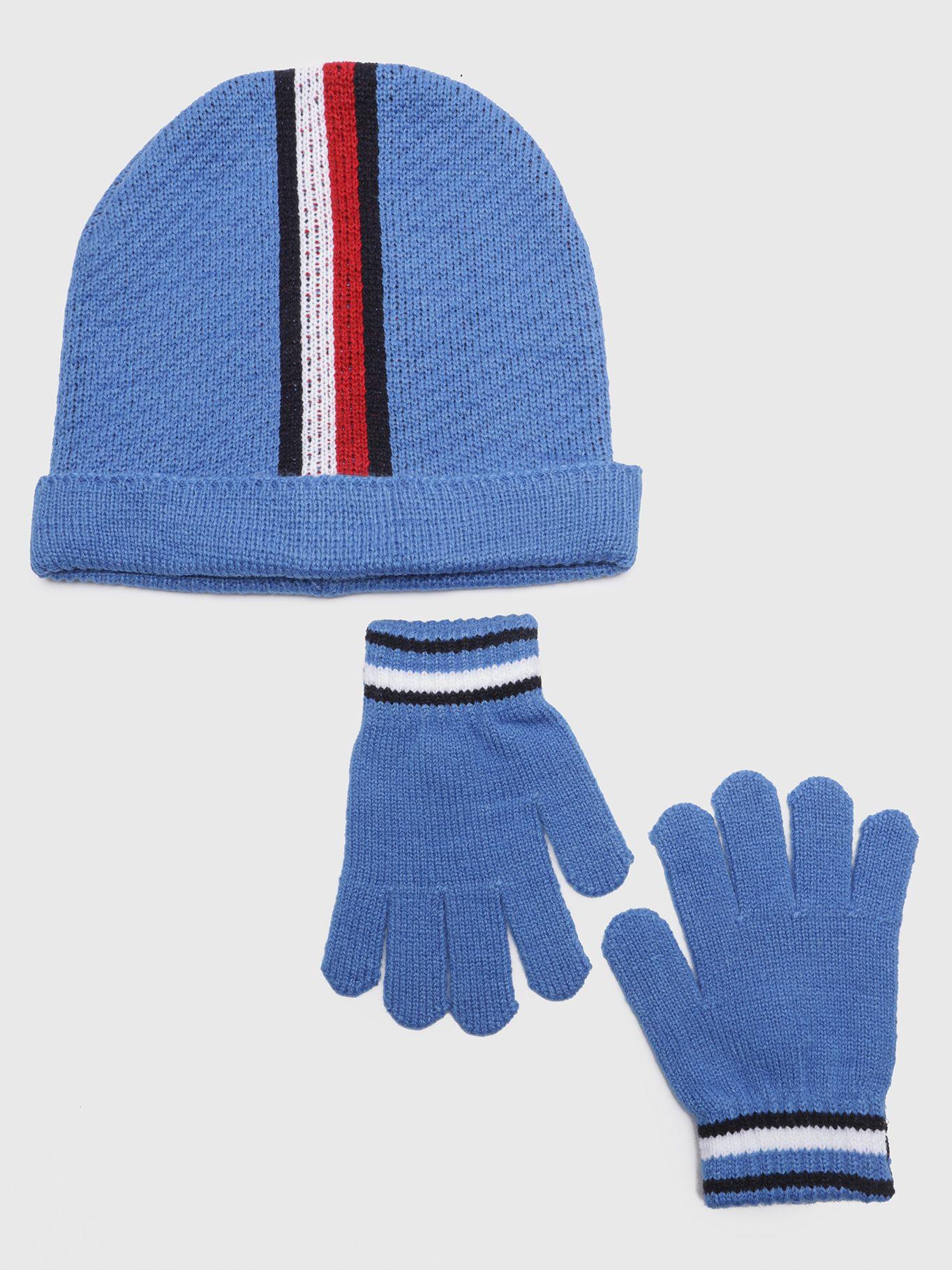Set De Gorro Y Guantes Stripe Celeste Tommy Hilfiger-0