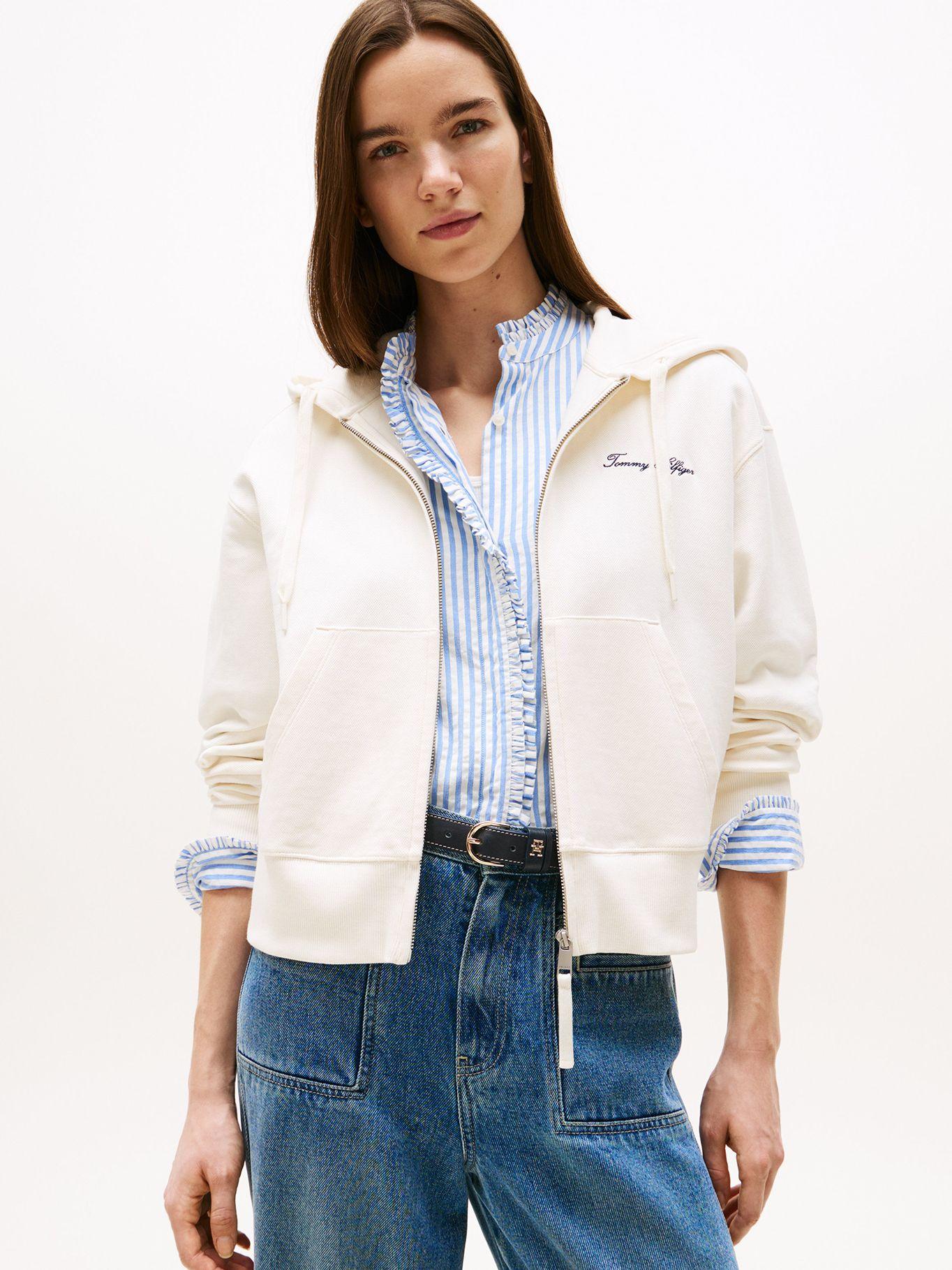 Polerón Hoodie Script  Cierre Blanco YA8 Tommy Hilfiger-0