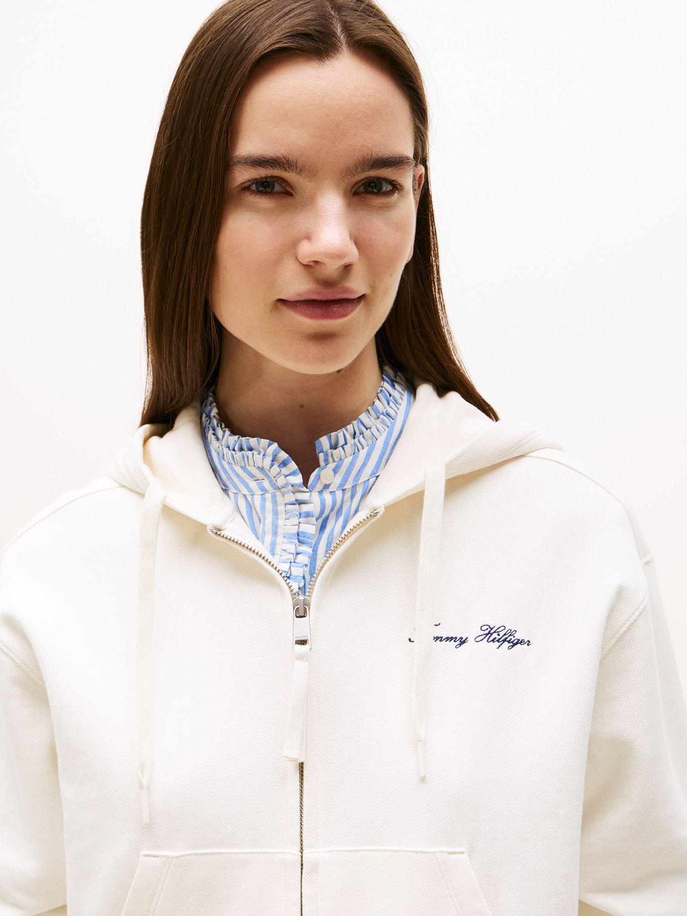 Polerón Hoodie Script  Cierre Blanco YA8 Tommy Hilfiger-3