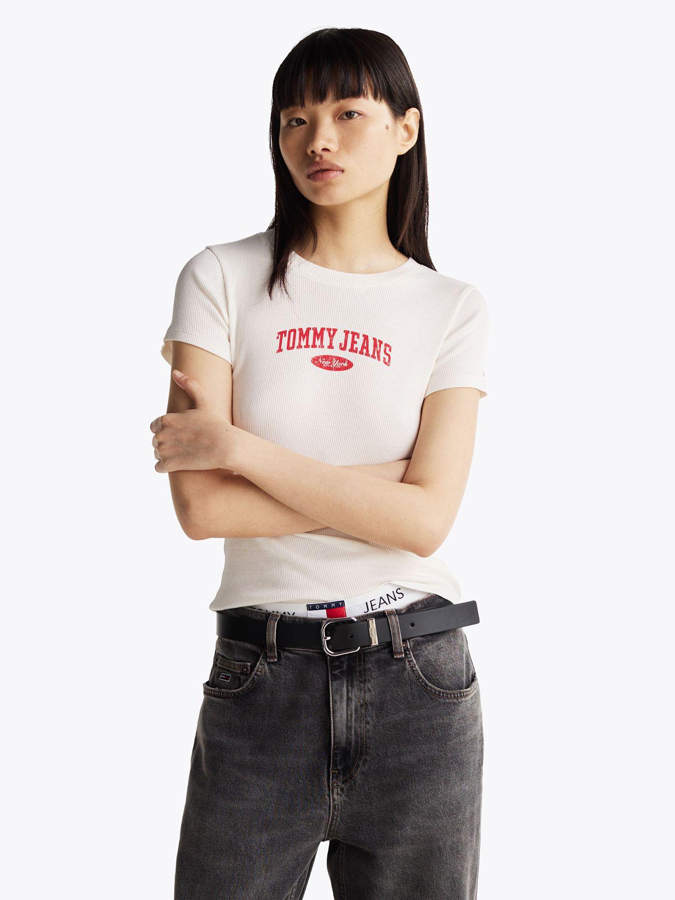 Polera Varsity Acanalada Slim Fit Blanco Tommy Jeans-0