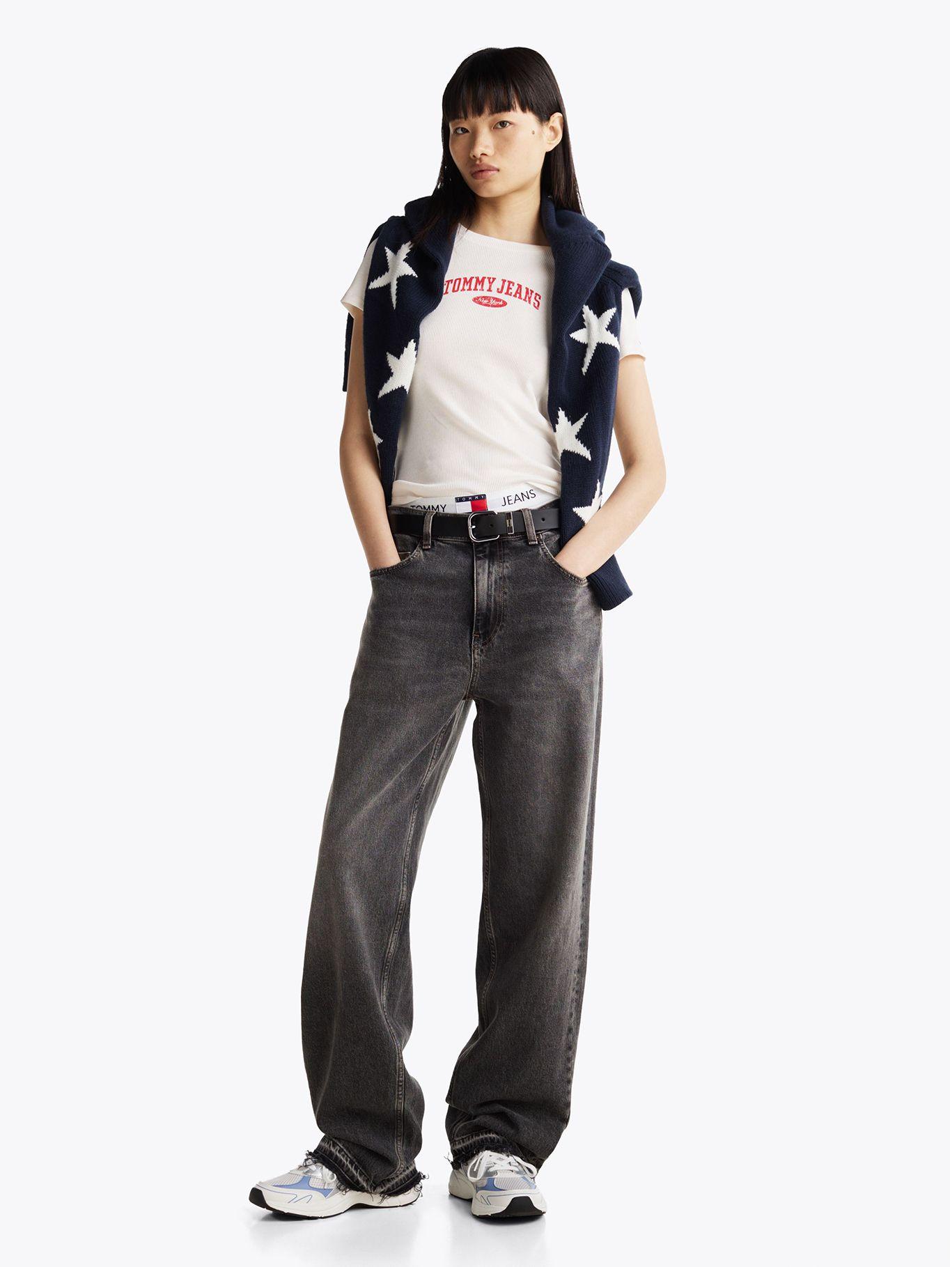 Polera Varsity Acanalada Slim Fit Blanco Tommy Jeans-1
