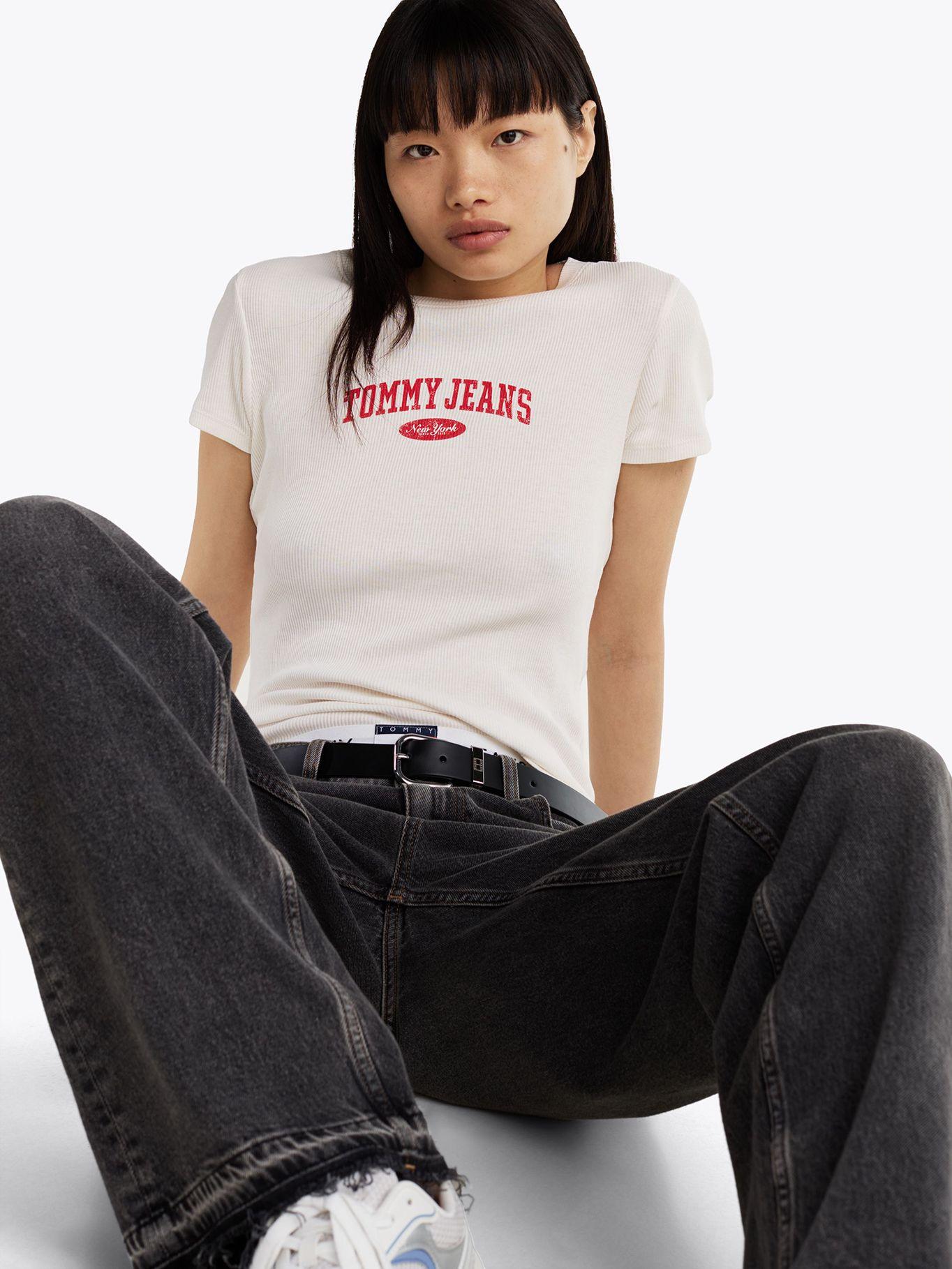 Polera Varsity Acanalada Slim Fit Blanco Tommy Jeans-3