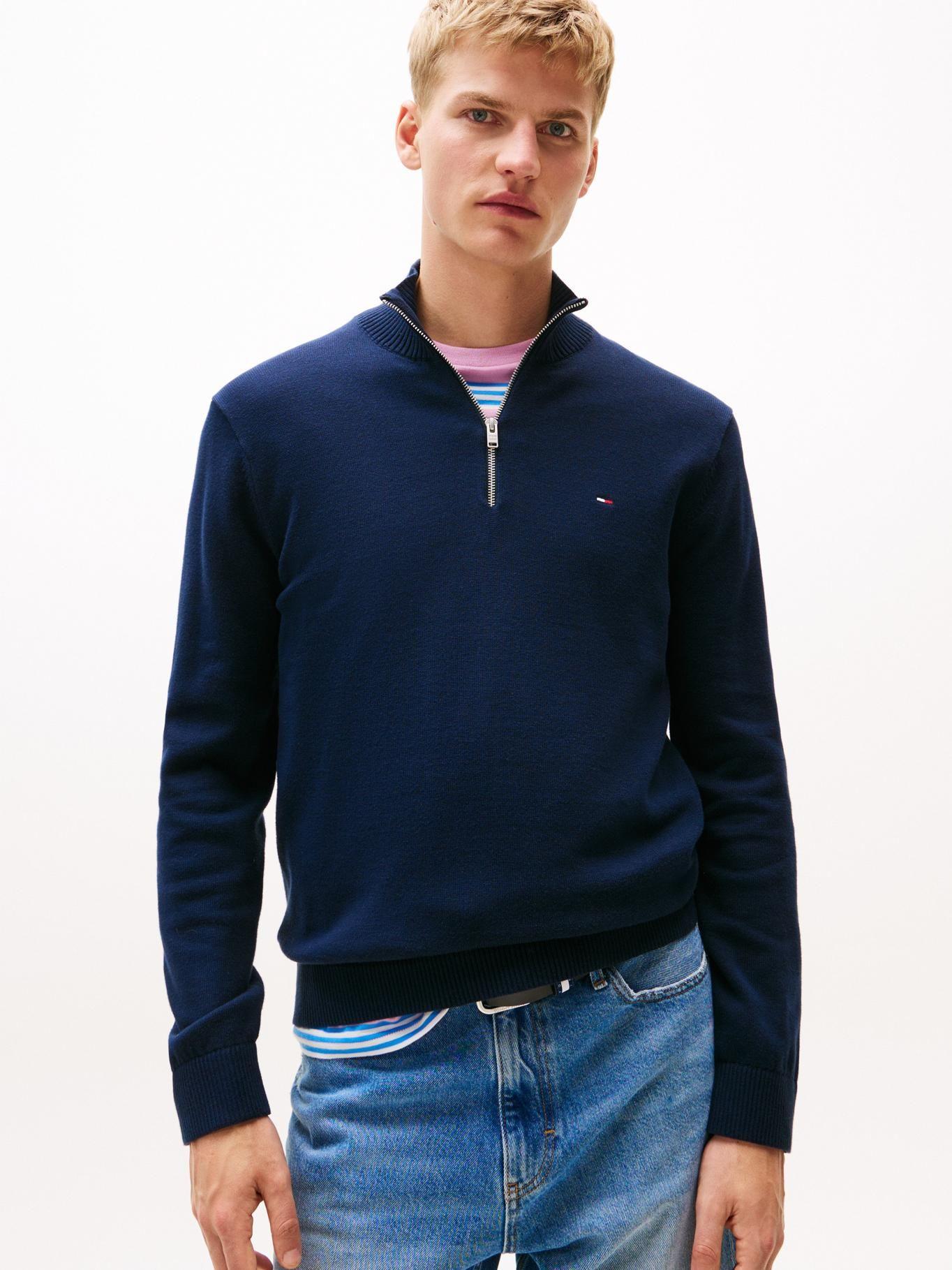 Sweater Con Cierre Y Logo Slim Fit Tommy Jeans Azul-0