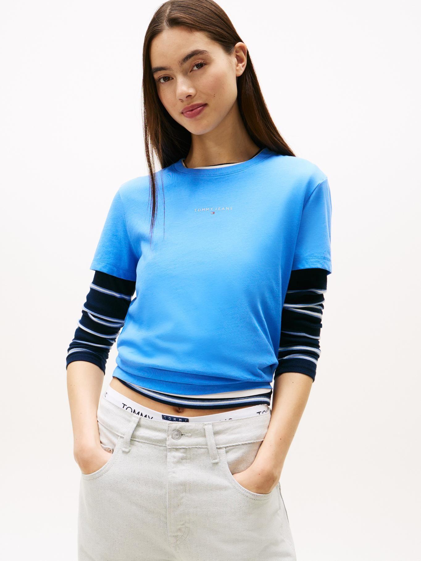 Polera Regular Fit-Logo Lineal Azul Tommy Jeans-0
