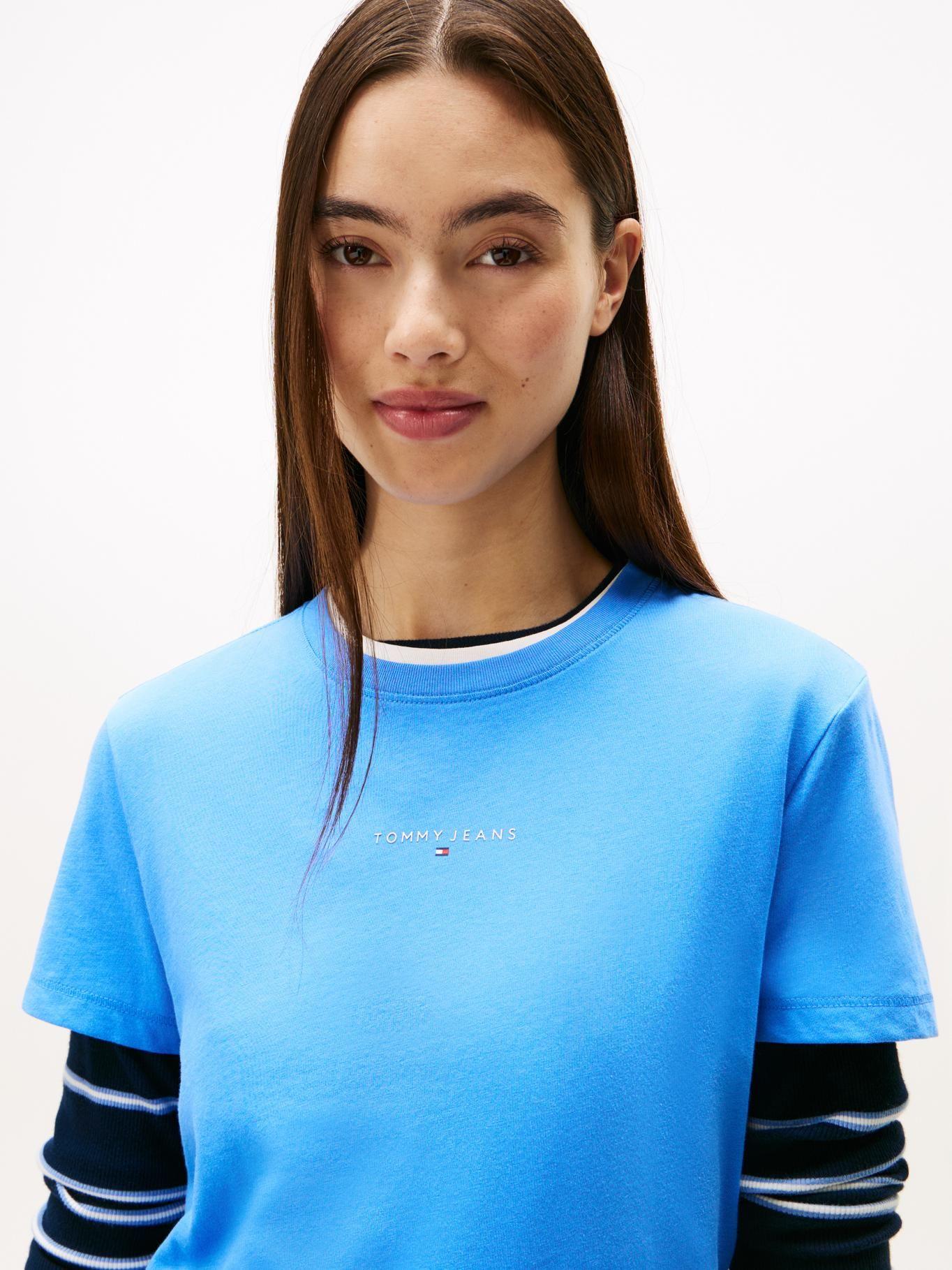 Polera Regular Fit-Logo Lineal Azul Tommy Jeans-3