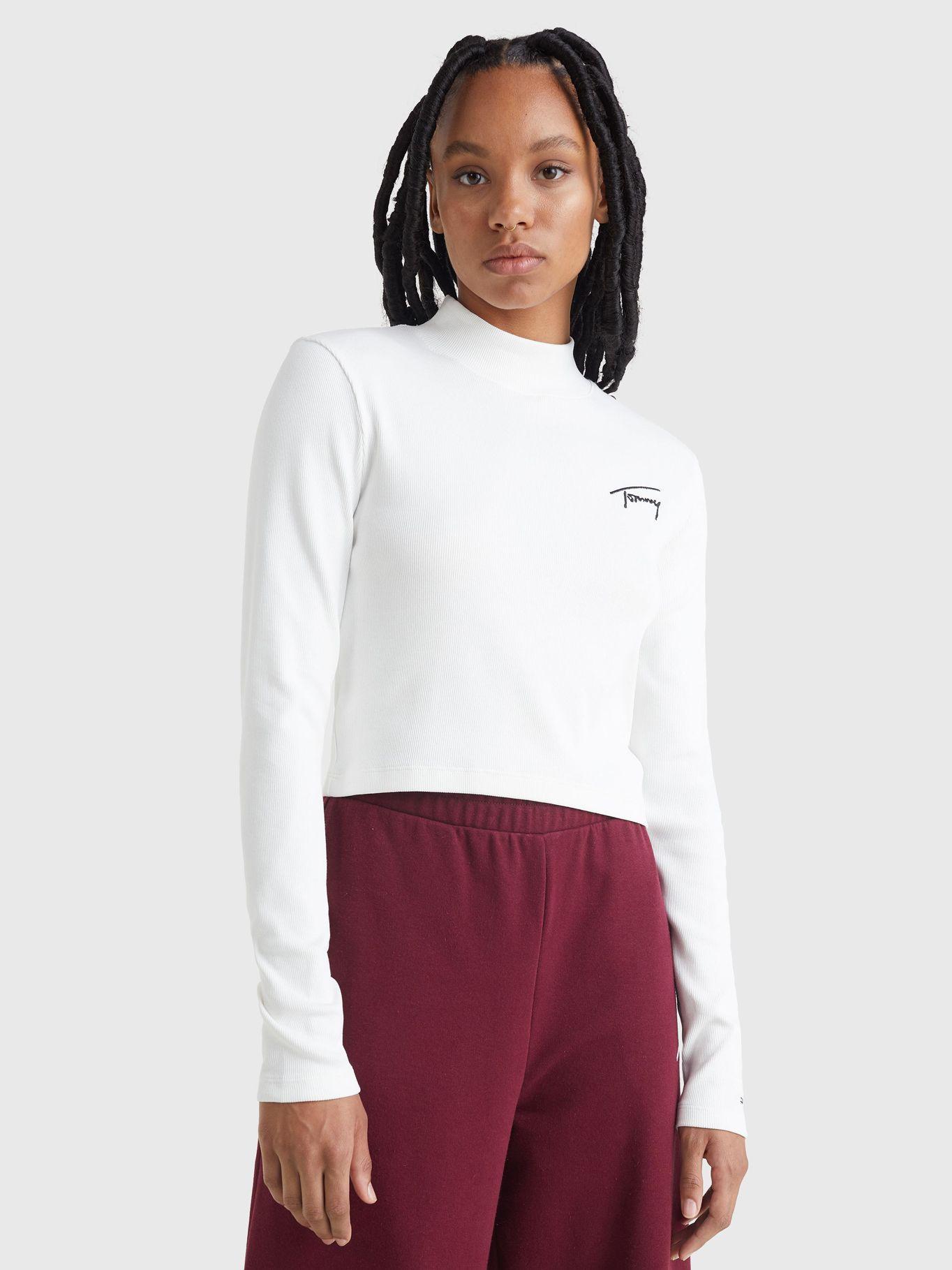 Polera Baby Crop Signature Logo Blanco Tommy Jeans-0