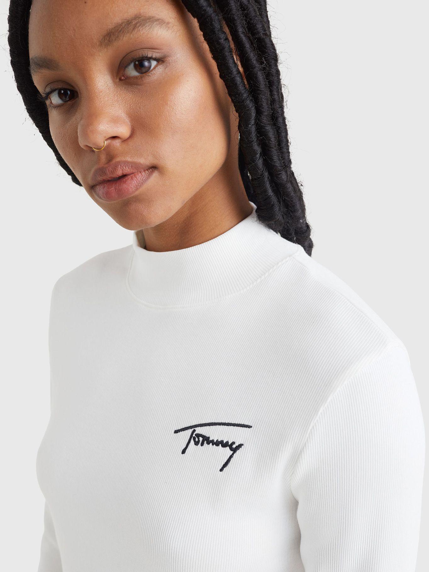 Polera Baby Crop Signature Logo Blanco Tommy Jeans-3