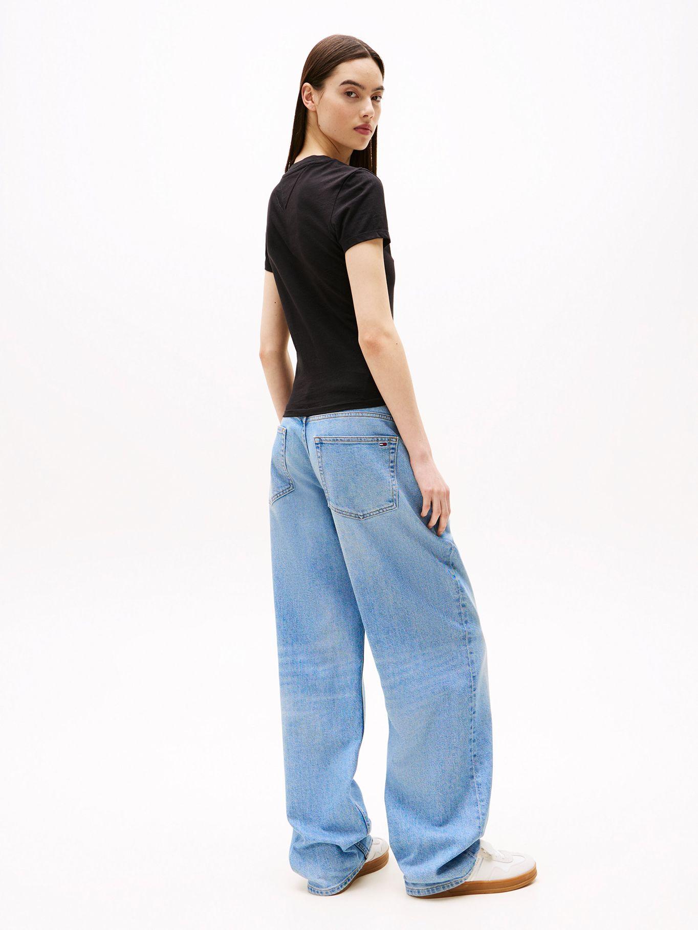 Polera Slim Fit Con Logo Lineal Negro BDS Tommy Jeans-2