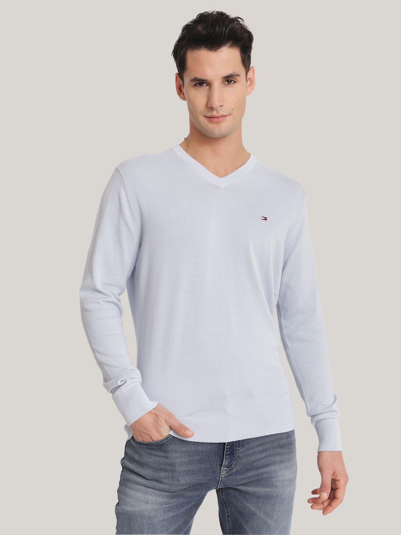Sweater Básico Signature V-Neck Celeste Tommy Hilfiger-0