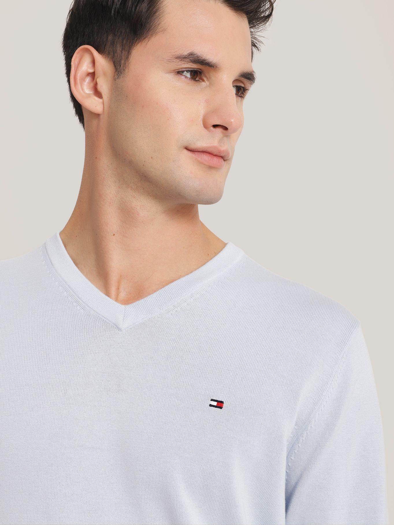 Sweater Básico Signature V-Neck Celeste Tommy Hilfiger-3